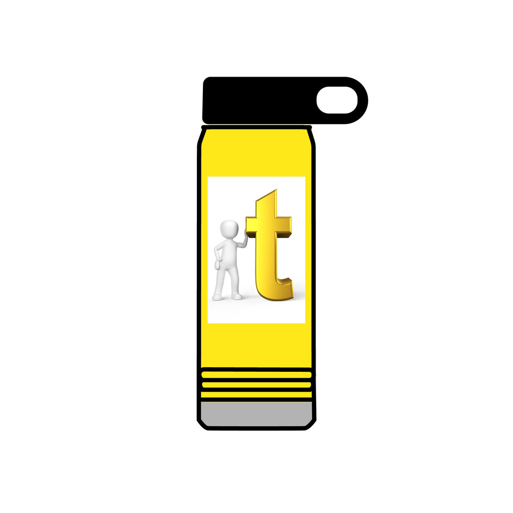 Golden Letter T with Figure Water Bottle | 20oz Stainless Bottle