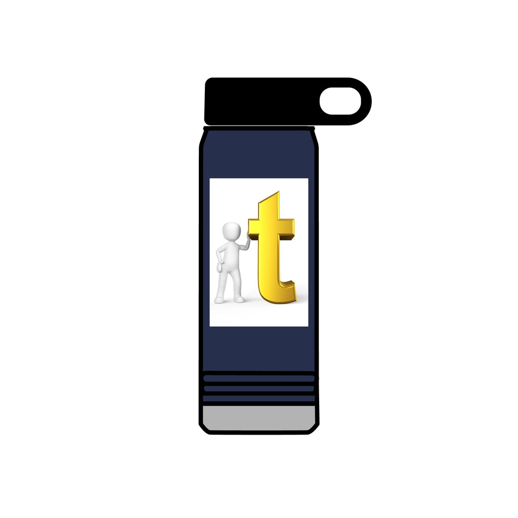 Golden Letter T with Figure Water Bottle | 20oz Stainless Bottle