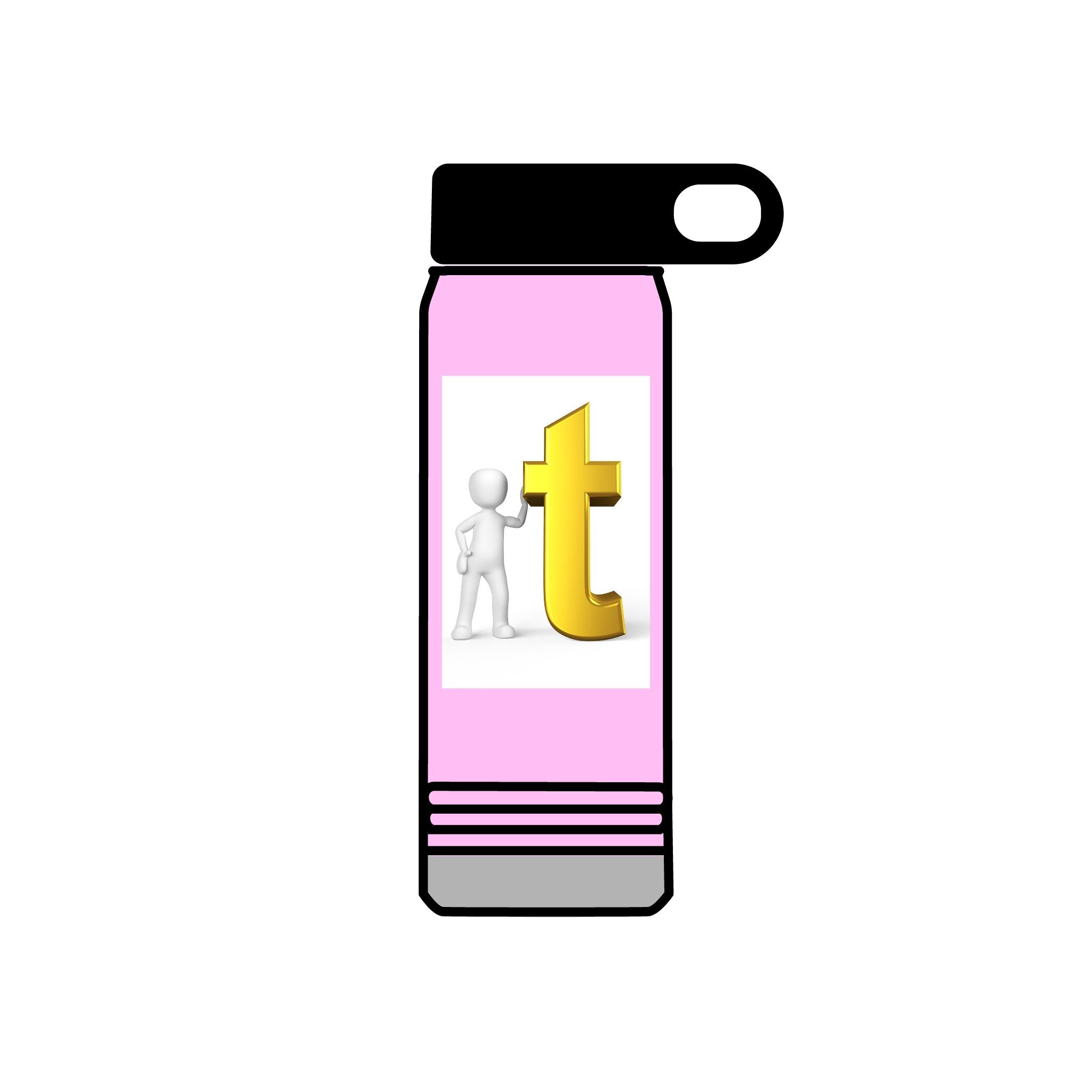 Golden Letter T with Figure Water Bottle | 20oz Stainless Bottle