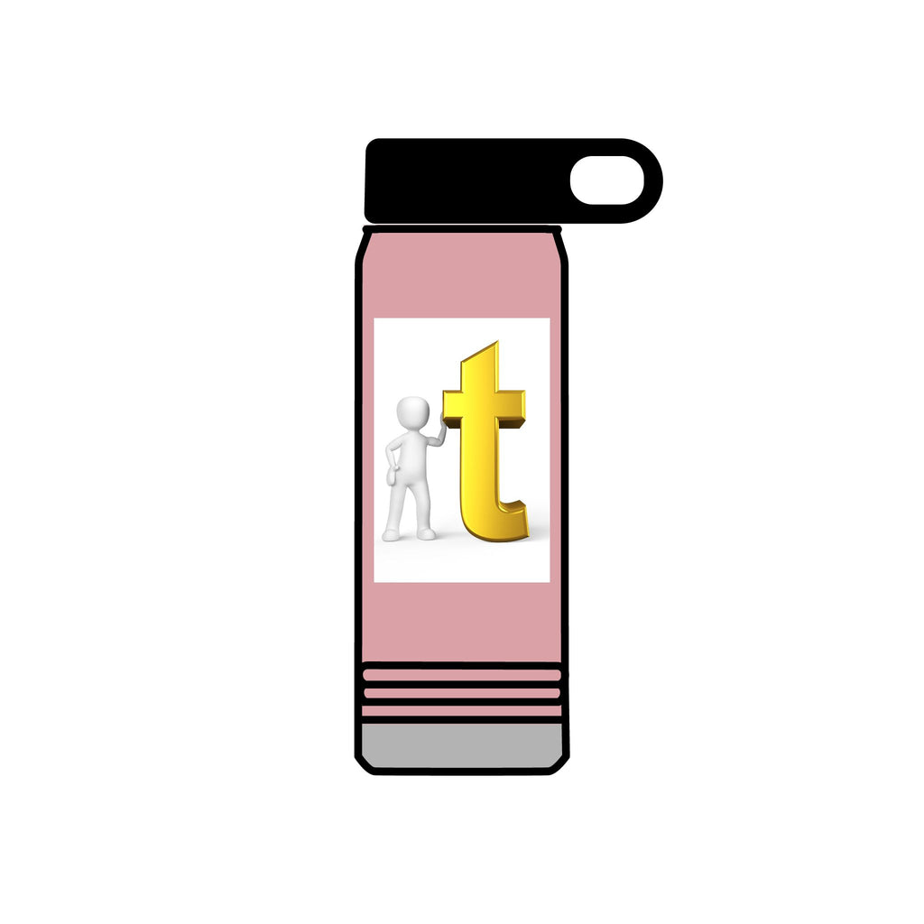 Golden Letter T with Figure Water Bottle | 20oz Stainless Bottle
