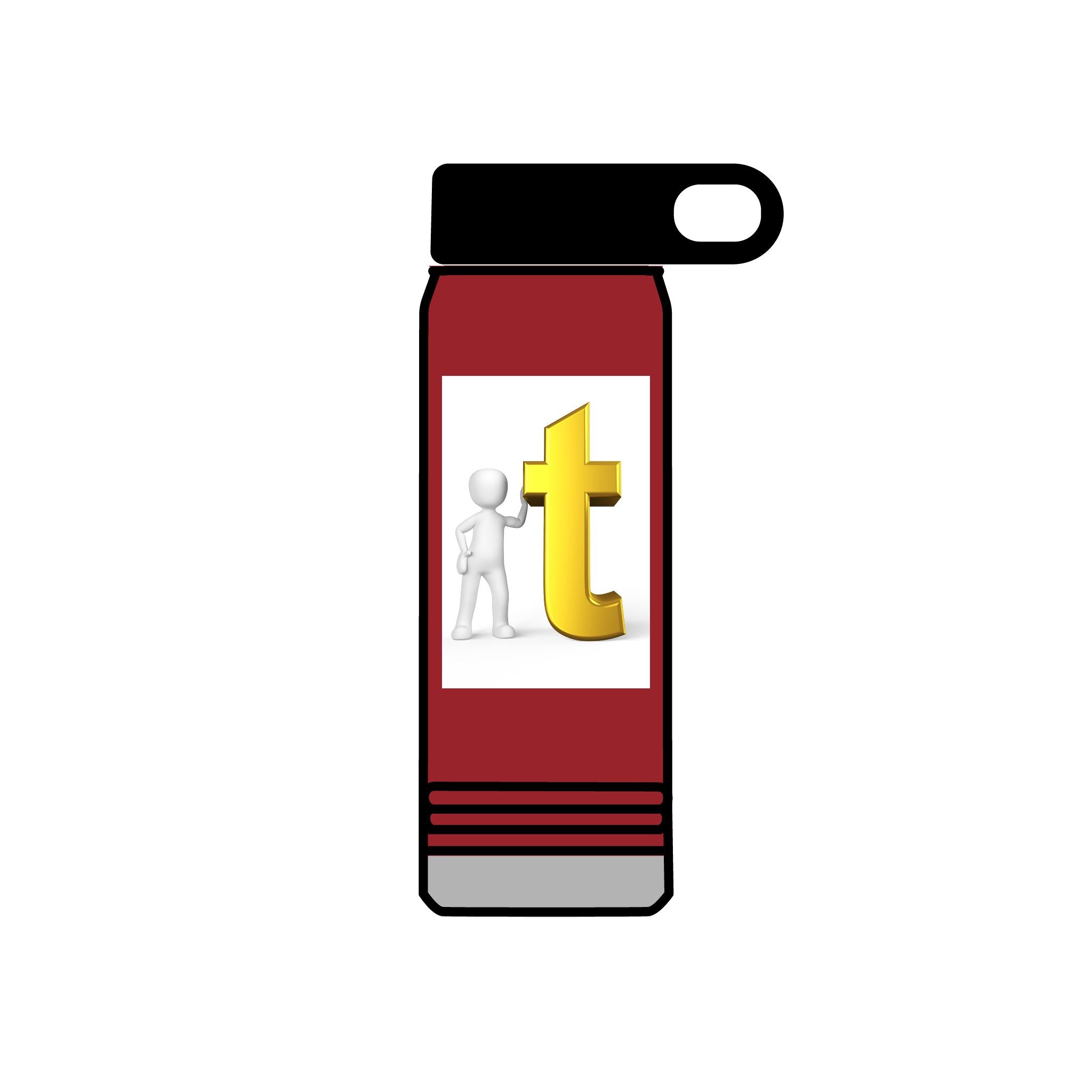 Golden Letter T with Figure Water Bottle | 20oz Stainless Bottle