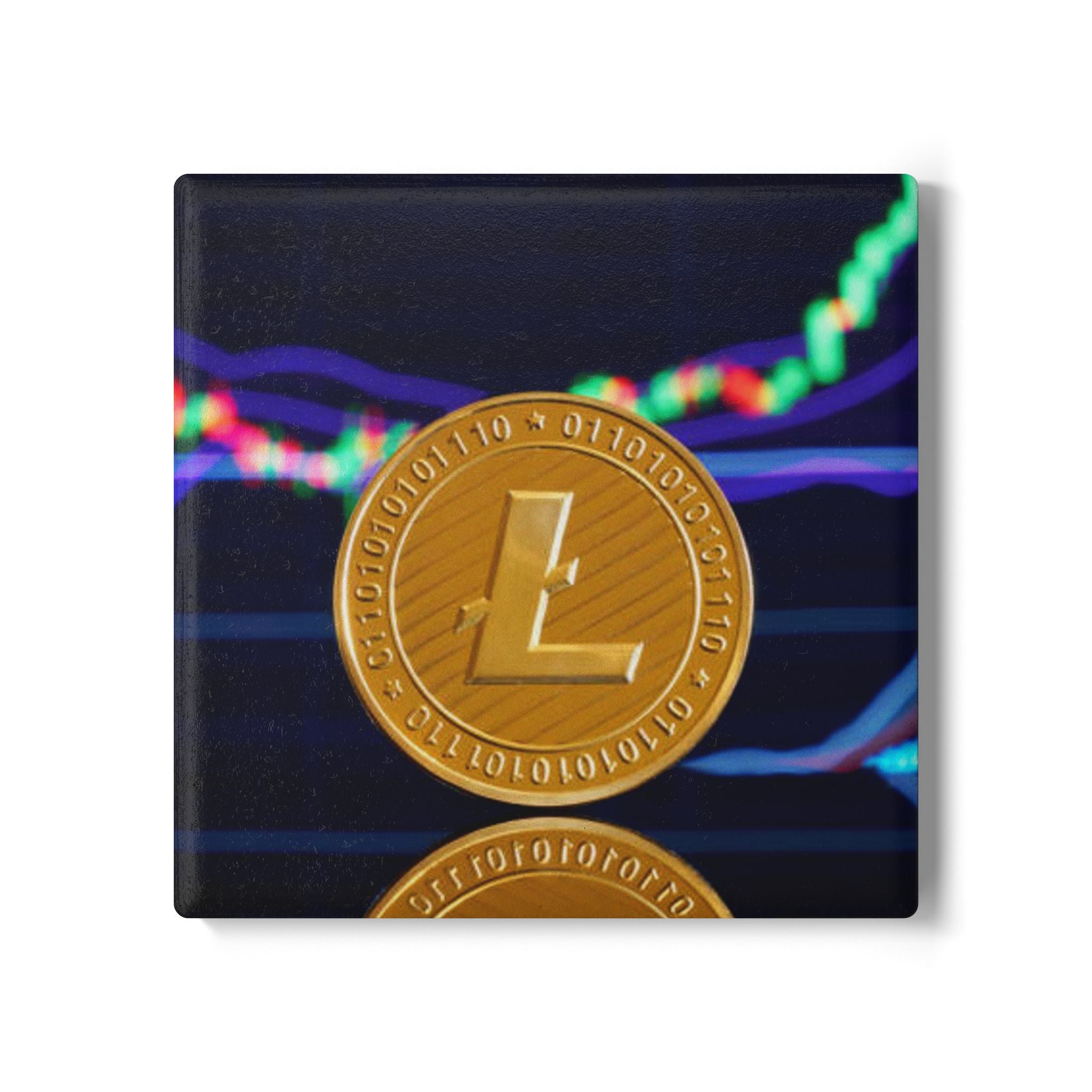 Litecoin Crypto Coin design Ceramic Coaster | Cryptocurrency coaster, digital currency art