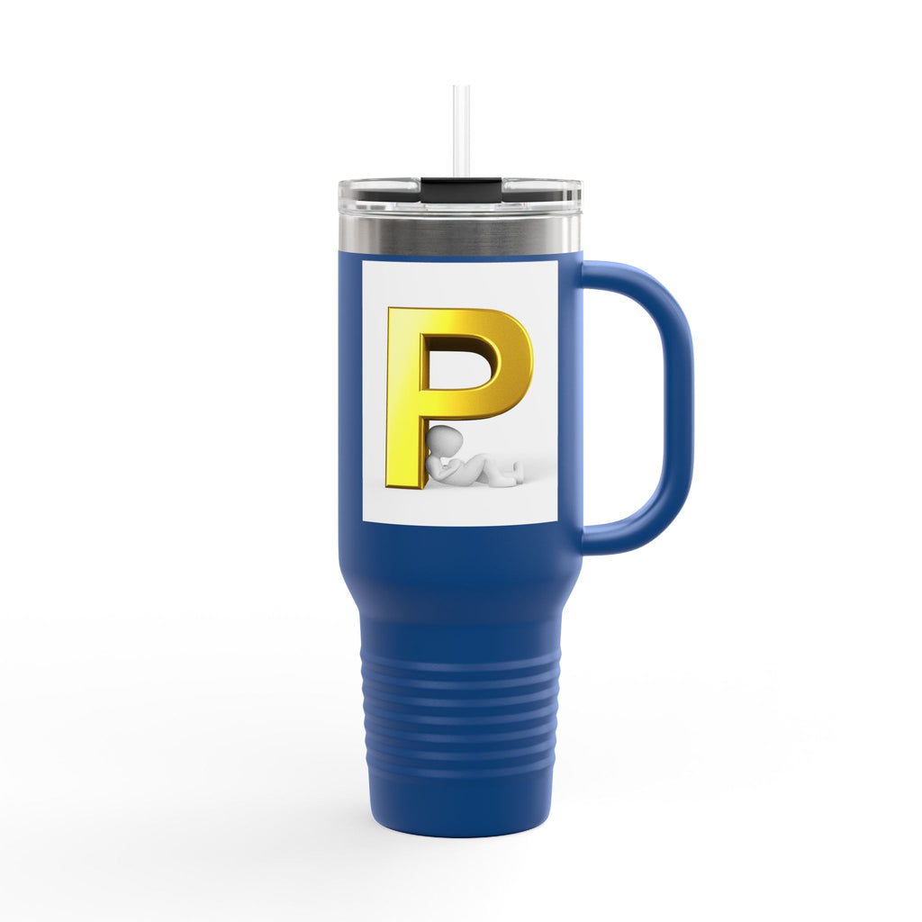 Gold Letter P Monogram Travel Mug | 40oz Insulated Tumbler