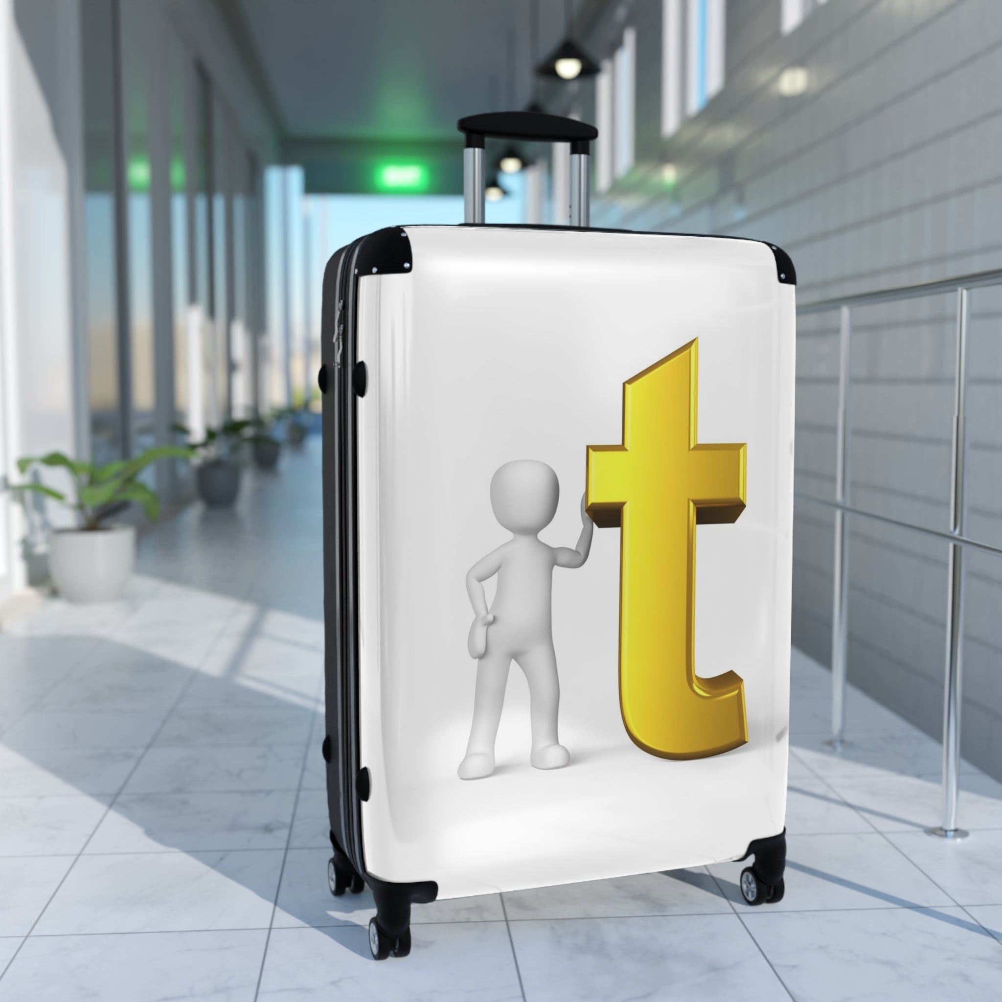 Yellow Letter T Graphic Suitcase | Personalized Monogram Luggage Cover