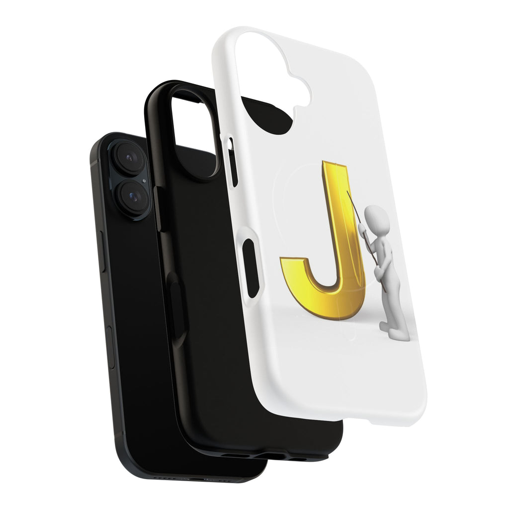 Gold Letter J with Painter Figure Phone Case | Tough Magnetic Case