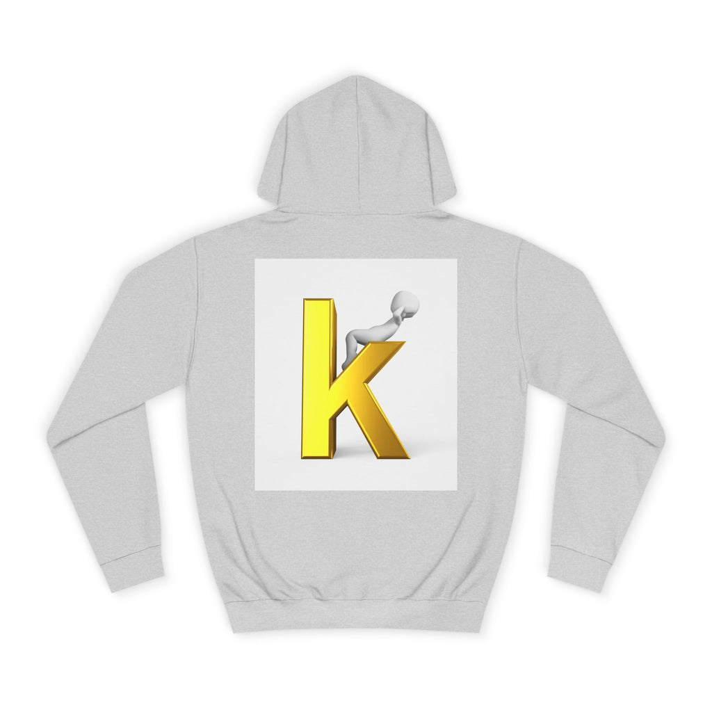 Gold 3D Letter K Hoodie | Monogram Initial K Sweatshirt