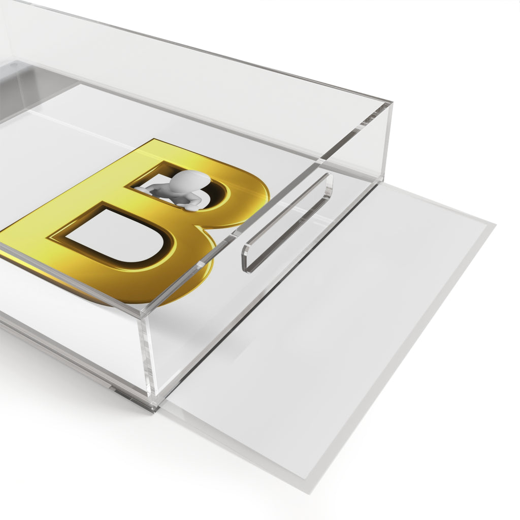 Gold Letter B Monogram Acrylic Serving Tray | Initial B Decor