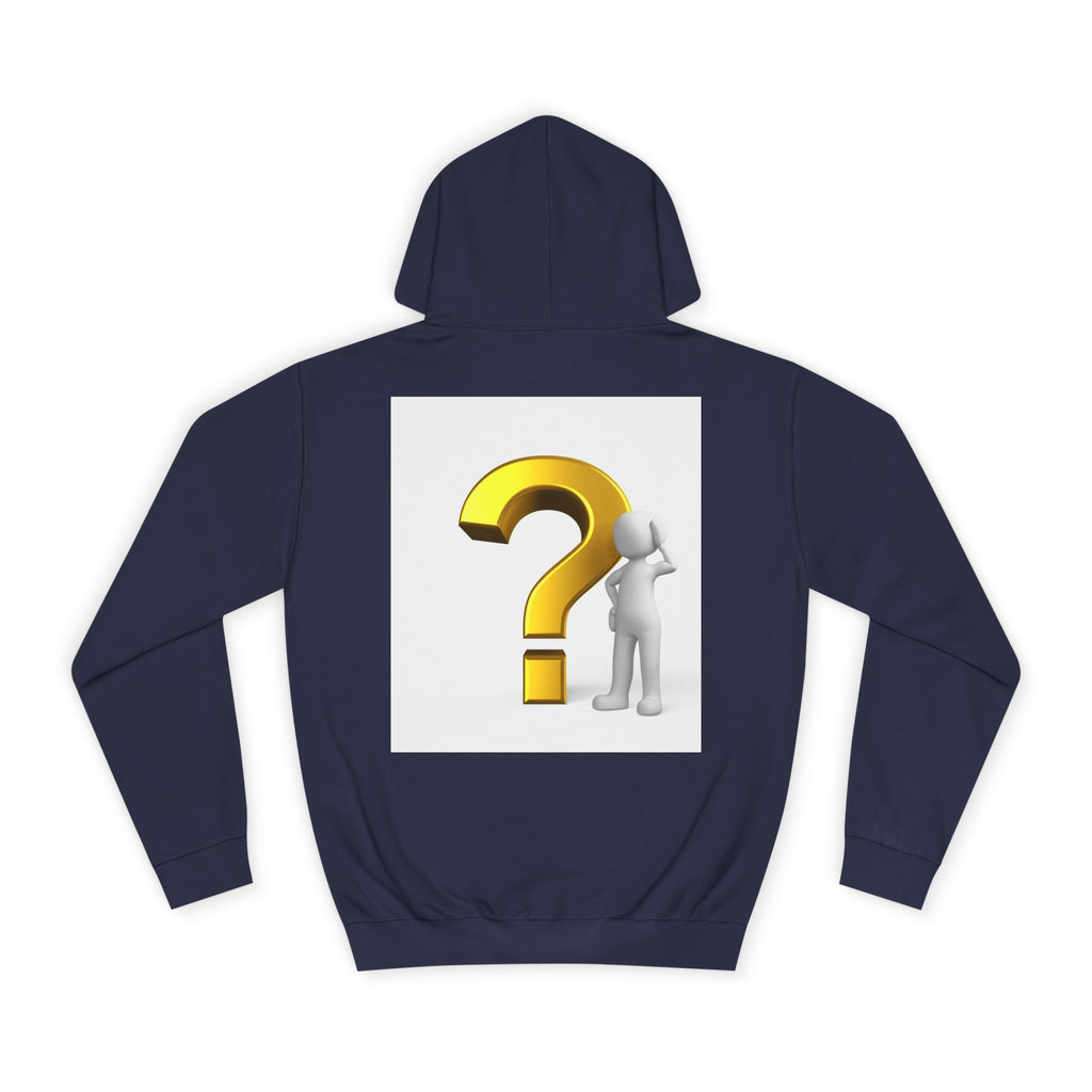 Gold Question Mark with Thinking Figure Hoodie | Mystery Design, Minimalist