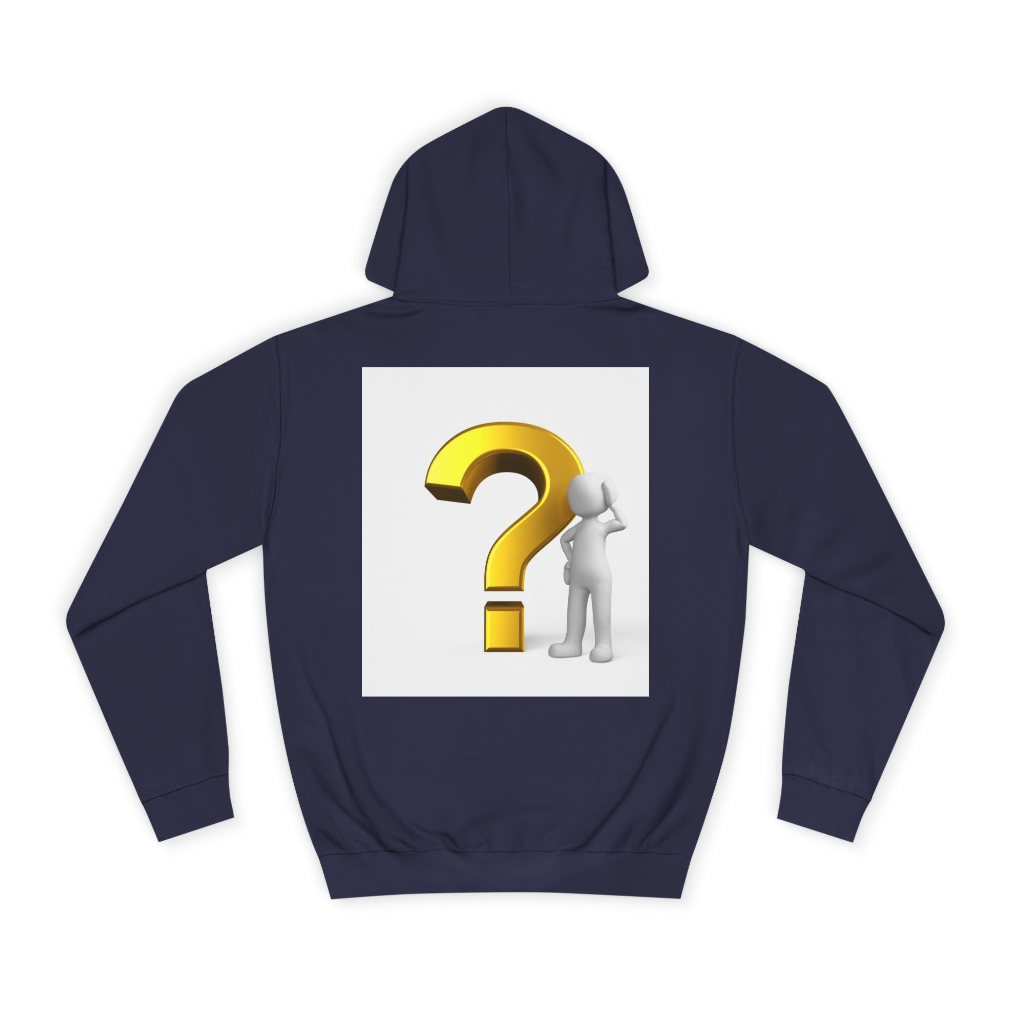 Gold Question Mark with Thinking Figure Hoodie | Mystery Design, Minimalist