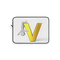 3D Character Hugging Gold Letter V Laptop Sleeve | Monogram Initial Cover