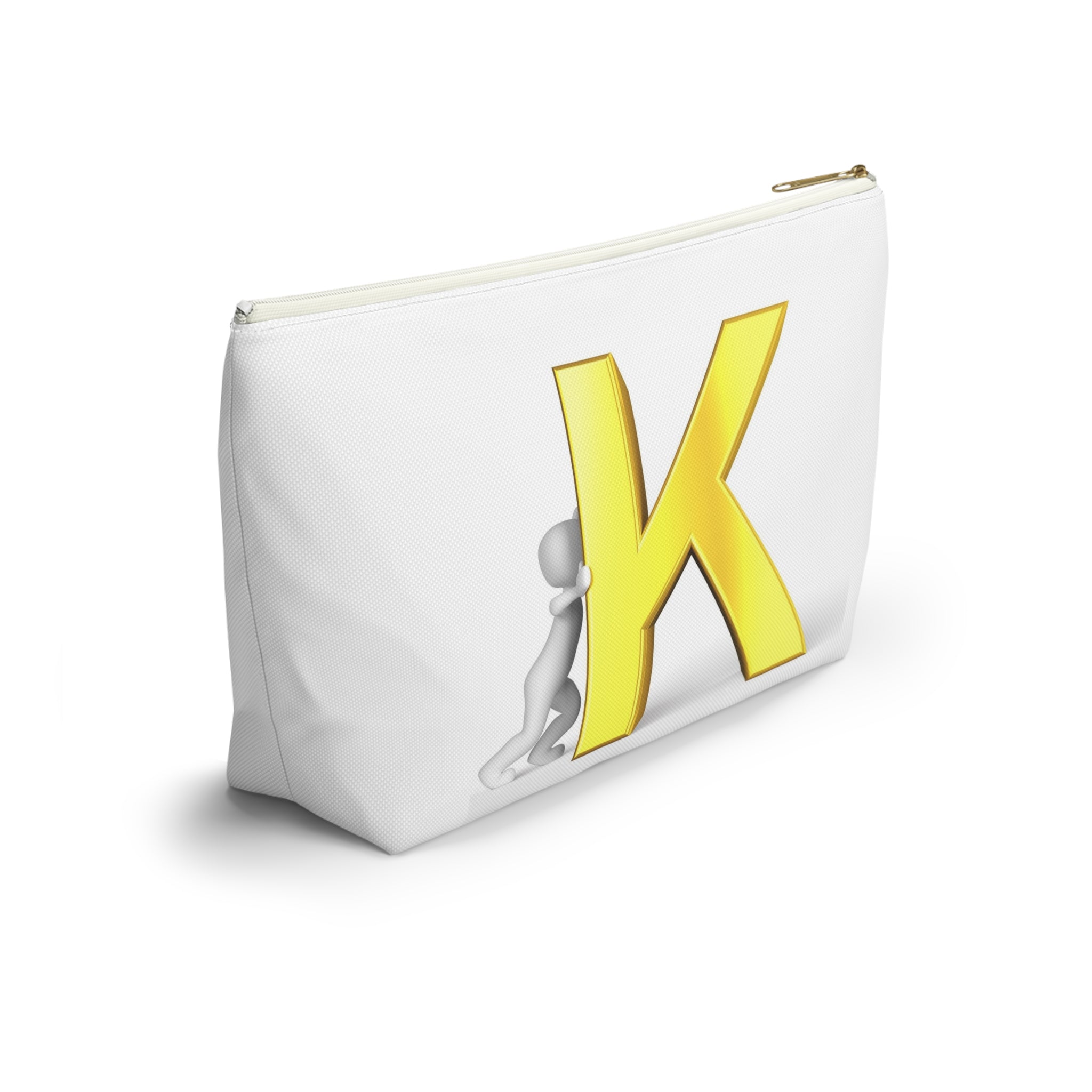Yellow Letter K Monogram Accessory Pouch | Initial K Makeup Bag