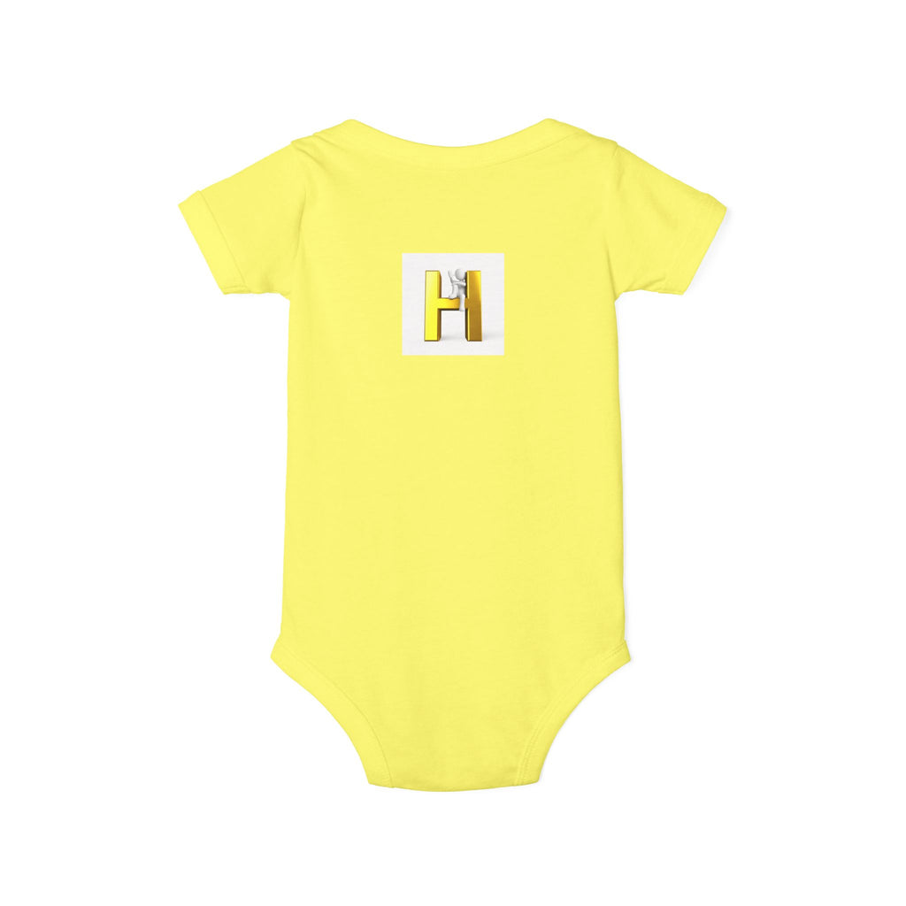 Yellow Letter H Initial Infant Onesie | Baby Monogram Bodysuit