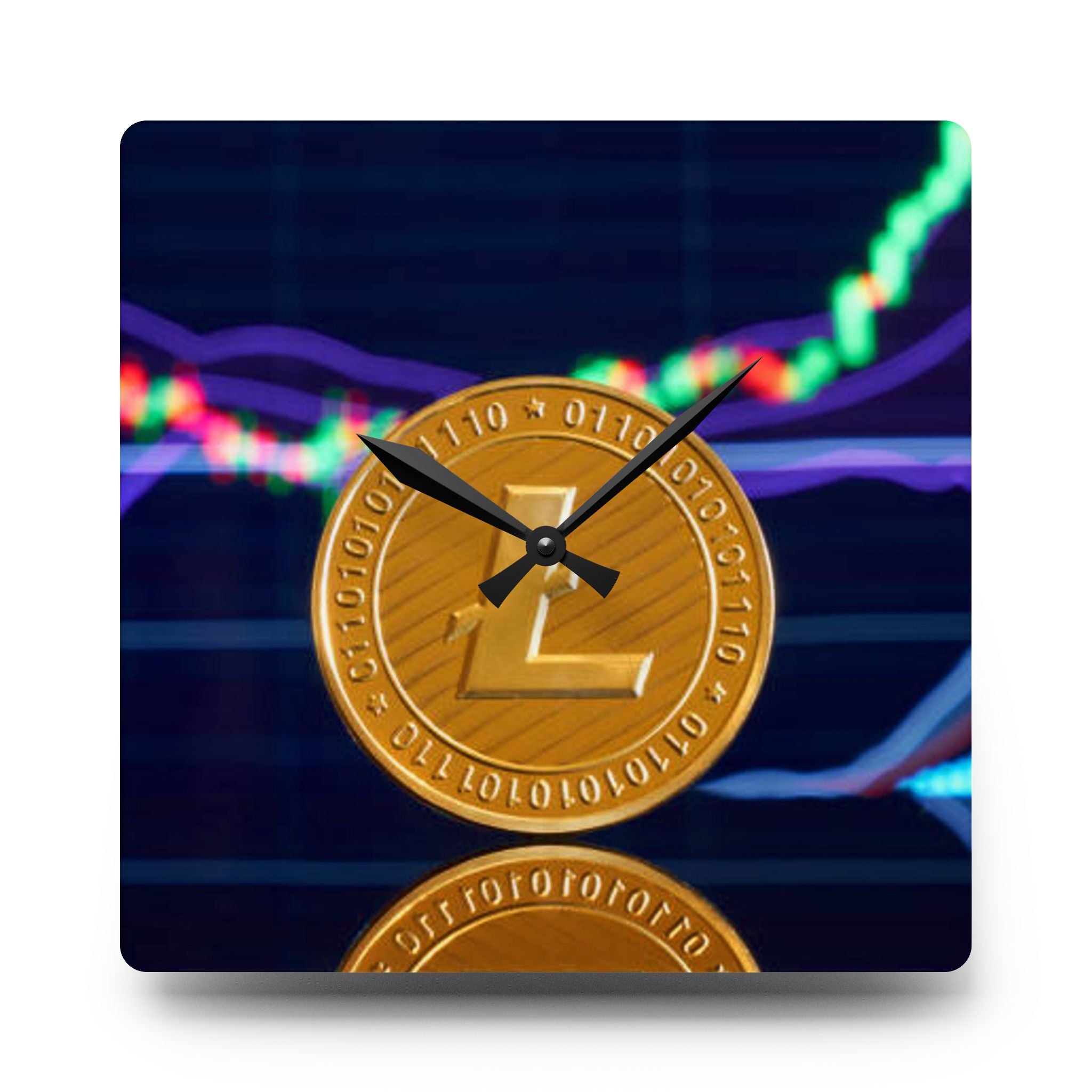 Litecoin Coin Crypto Wall Clock | Acrylic
