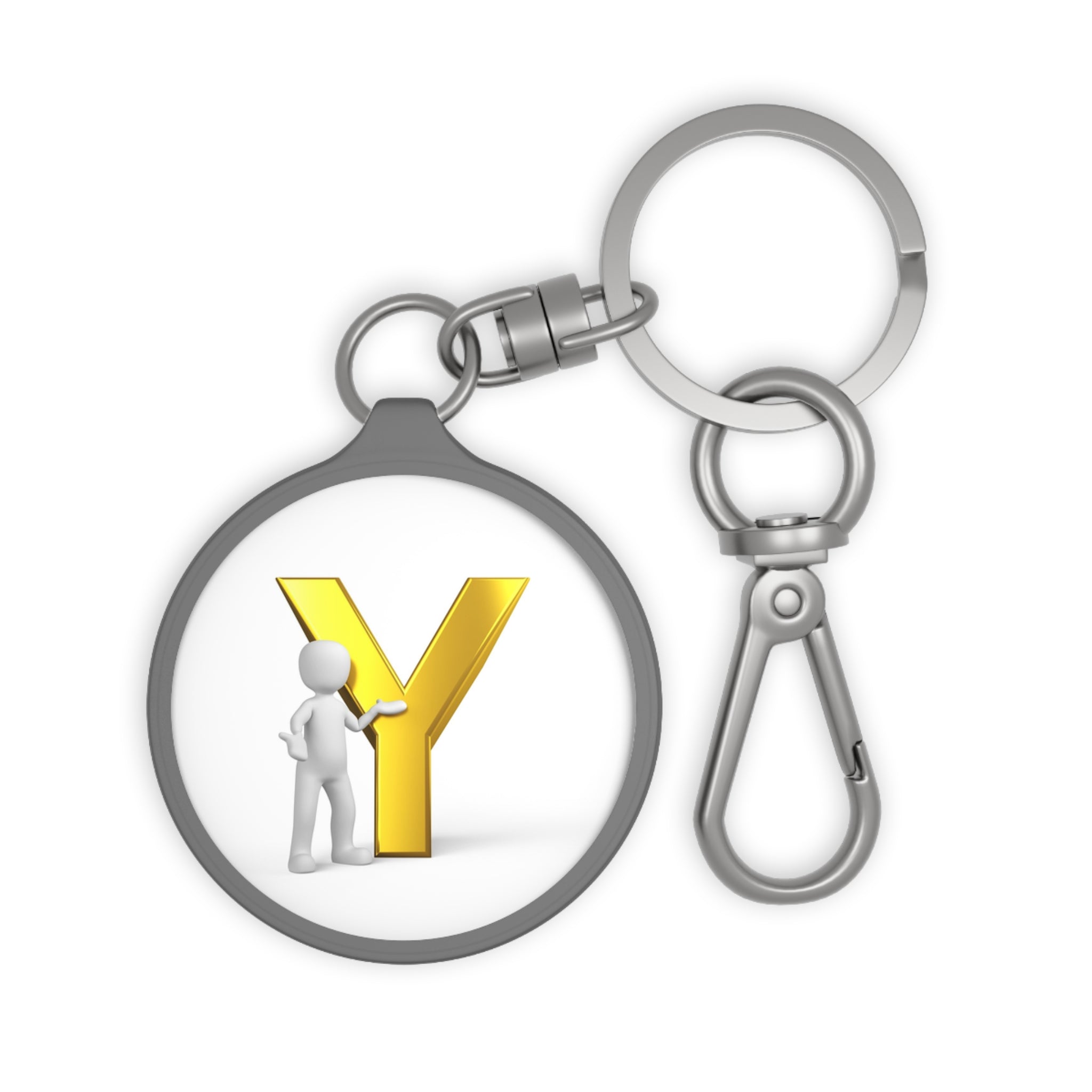 Gold Letter Y Monogram Keyring Tag | Initial Keychain