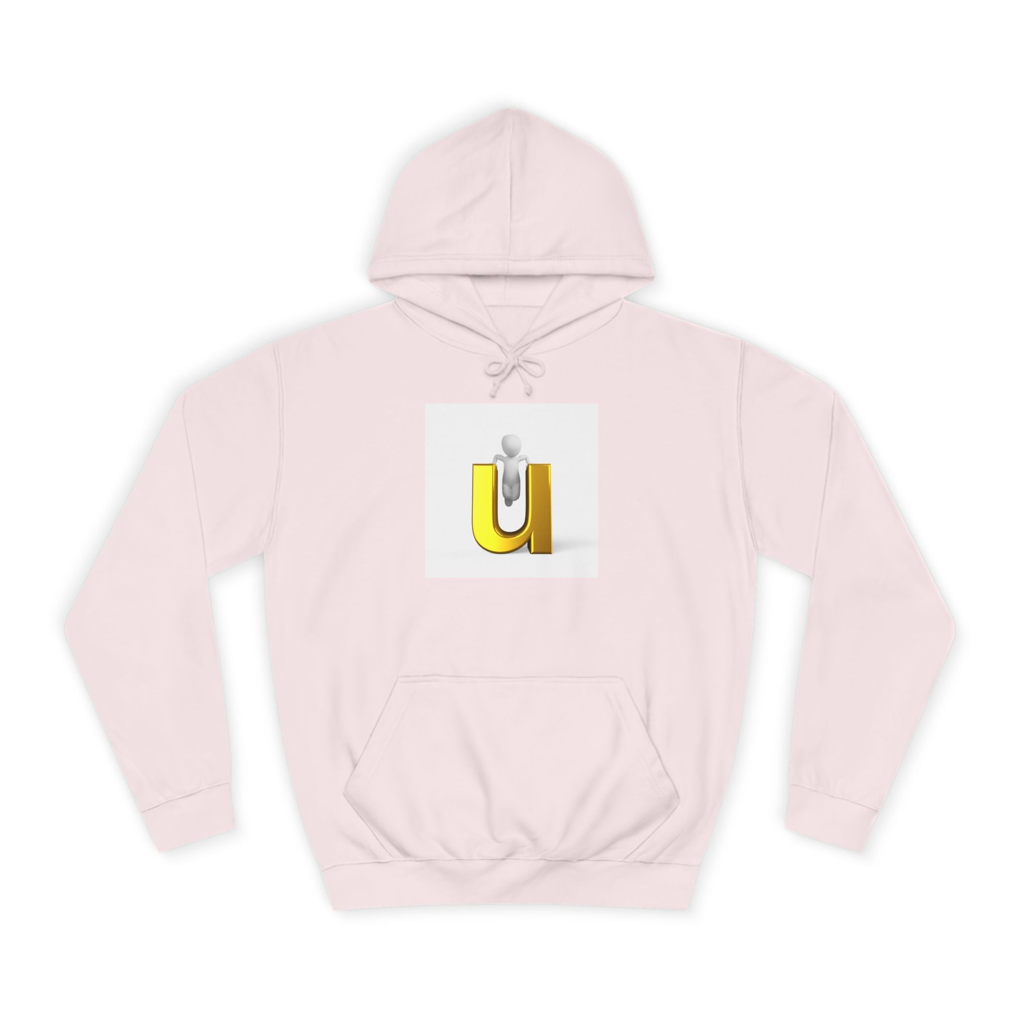 Sweat à capuche lettre U dorée en 3D | Sweat-shirt initial minimaliste