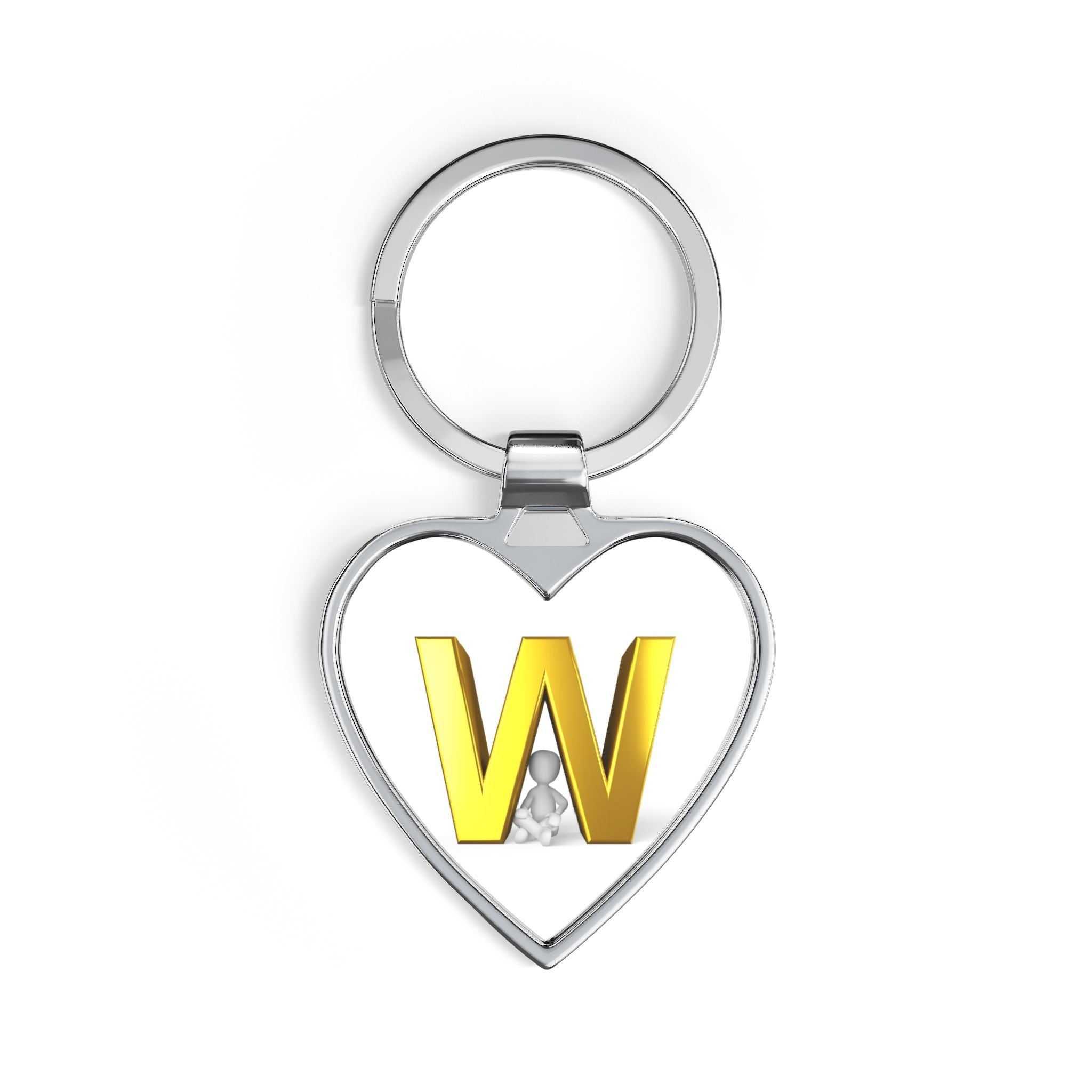 Gold Letter W Heart Keychain | Monogram Initial Keyring