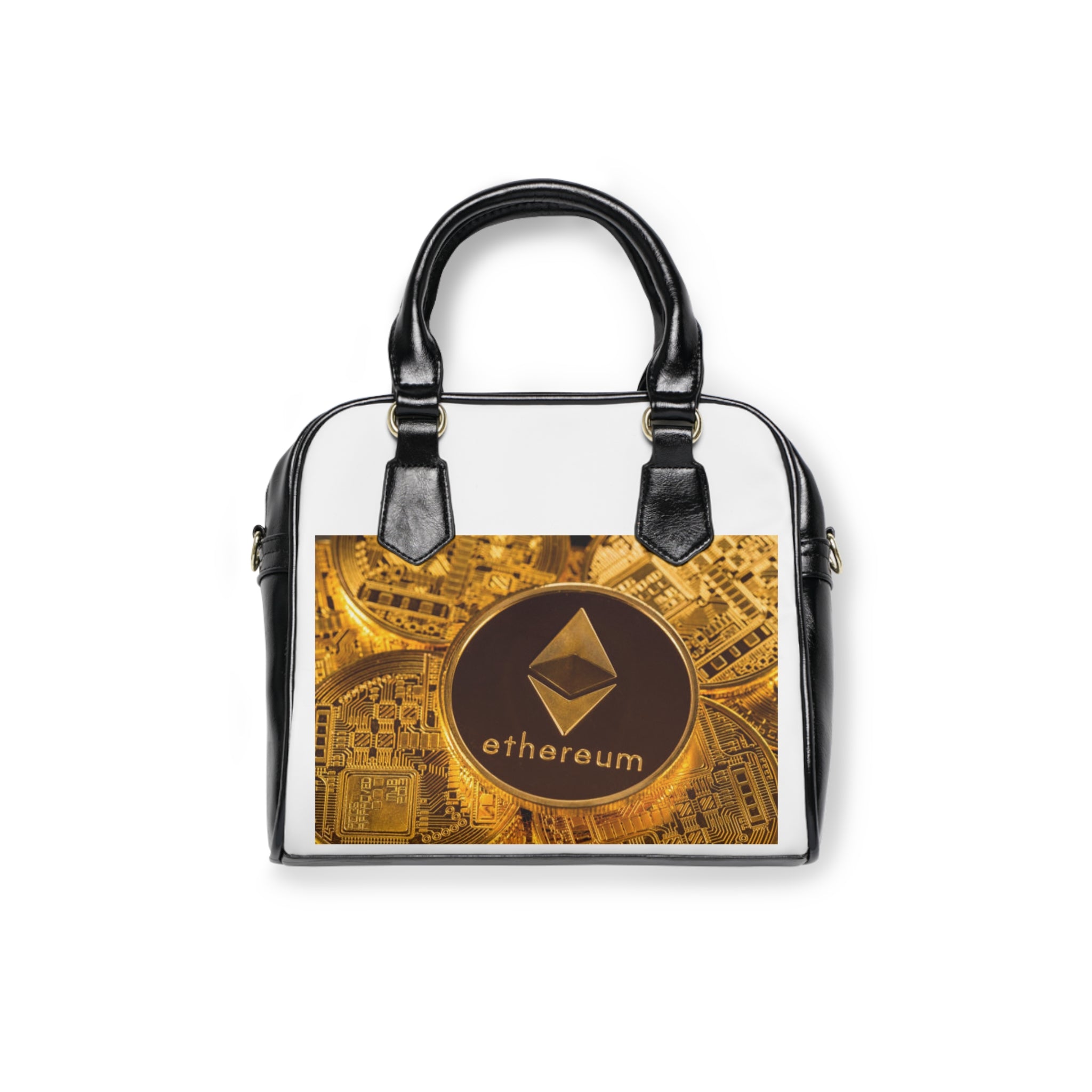 Ethereum Coin Graphic Shoulder Handbag | Crypto Circuit Pattern