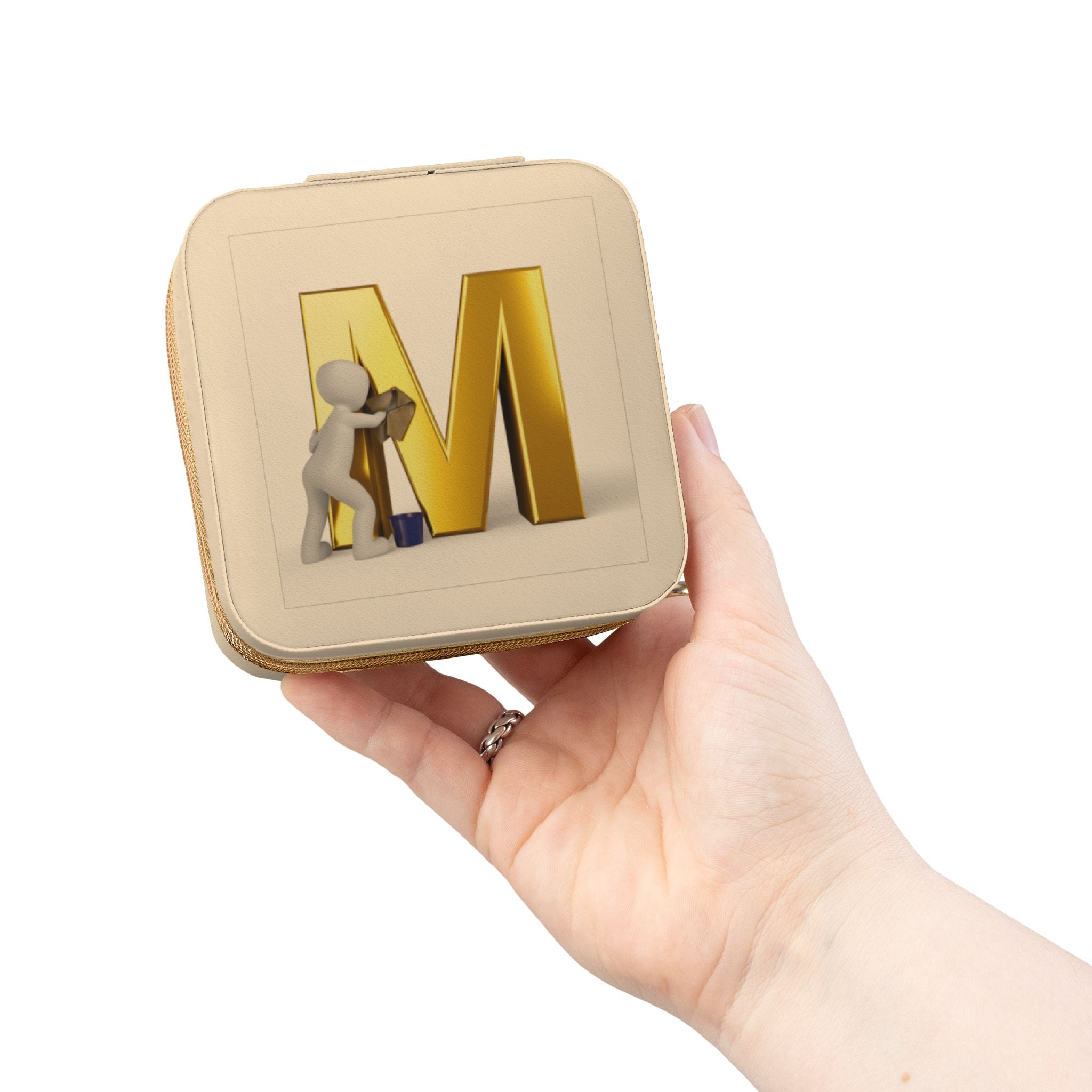 Monogram M Jewelry Travel Case | Compact Velvet Organizer | Portable Ring Earring Box