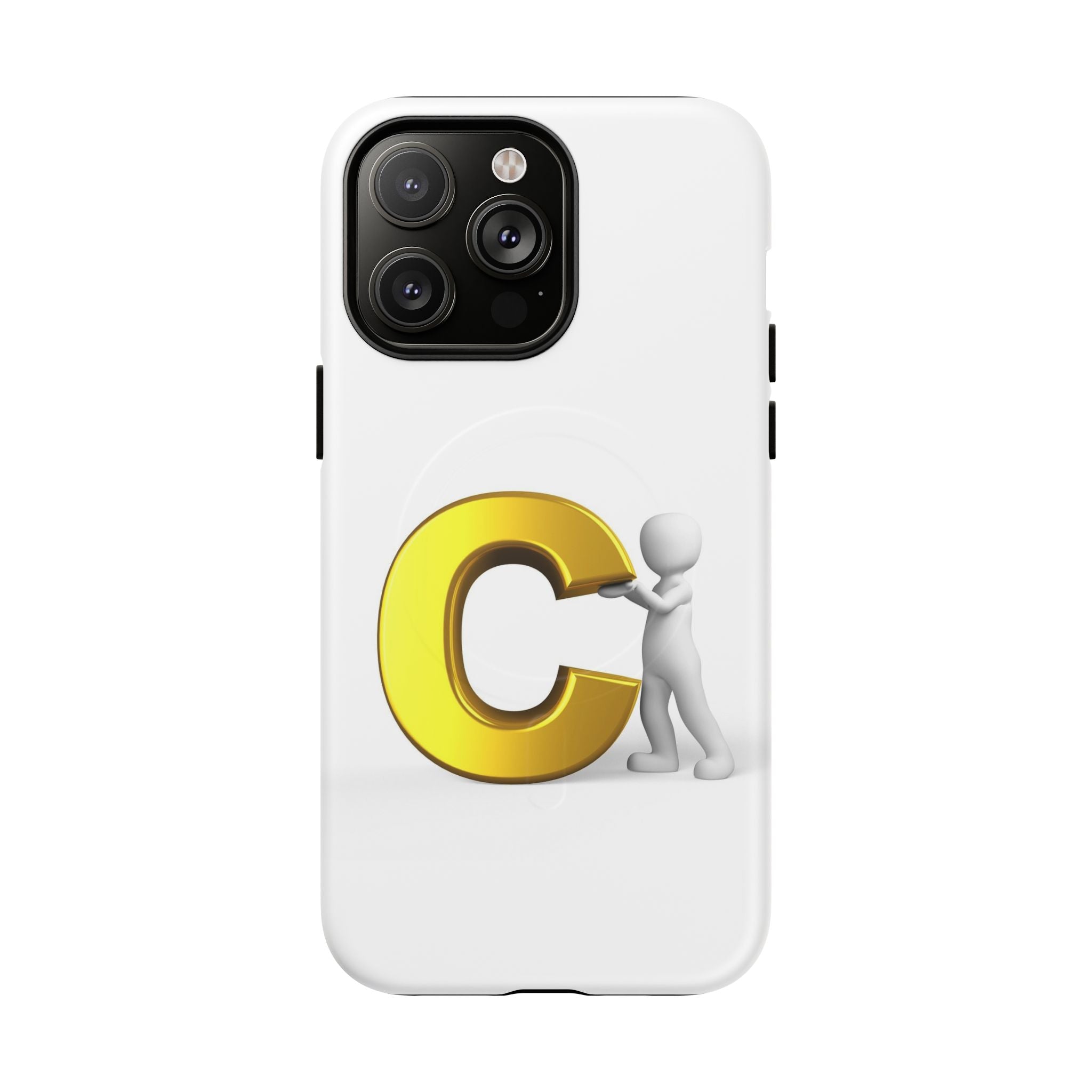 Coque de téléphone Monogramme Lettre C Dorée | Coque magnétique robuste