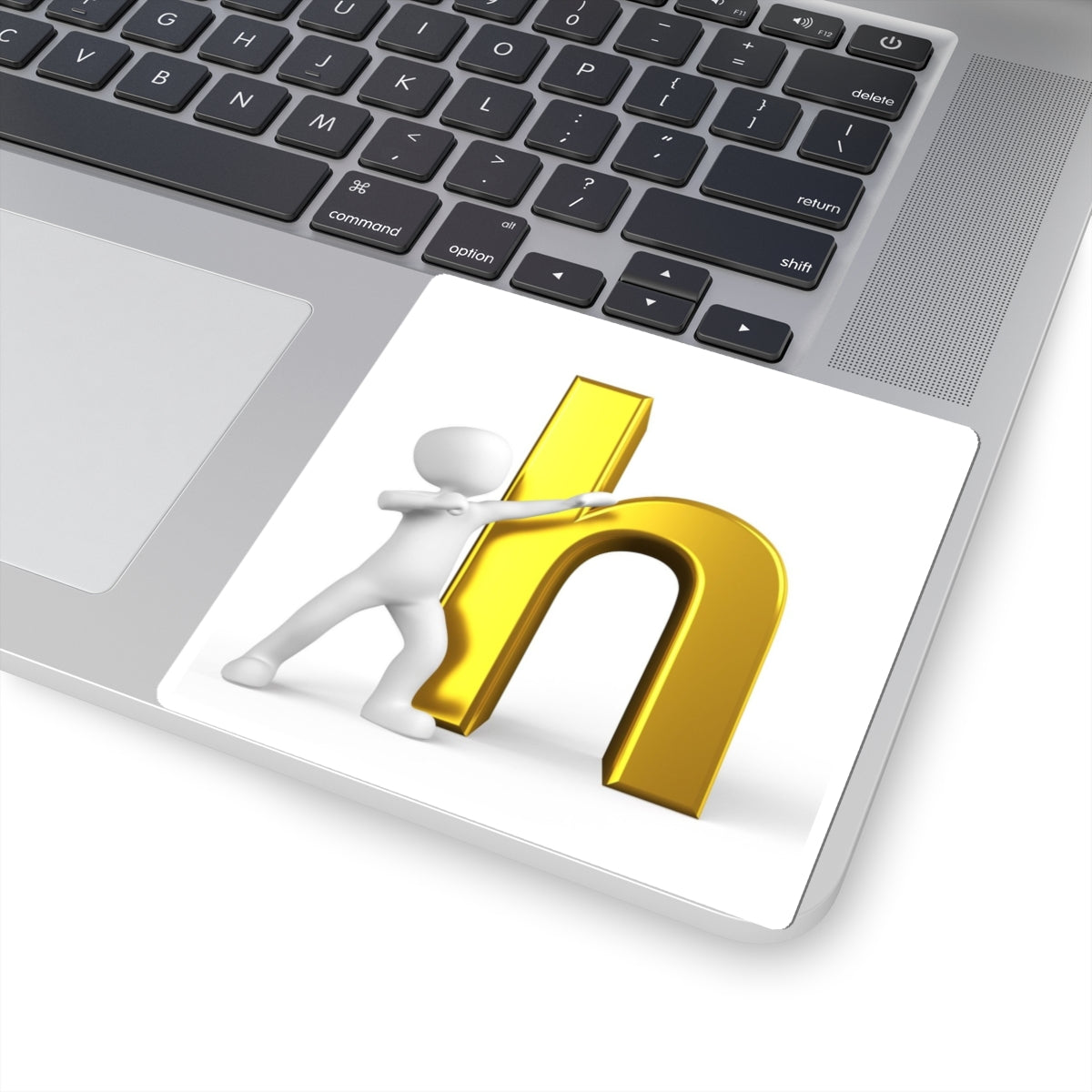 3D Gold Letter H with Figure Kiss-Cut Sticker | Single Letter Monogram Decal