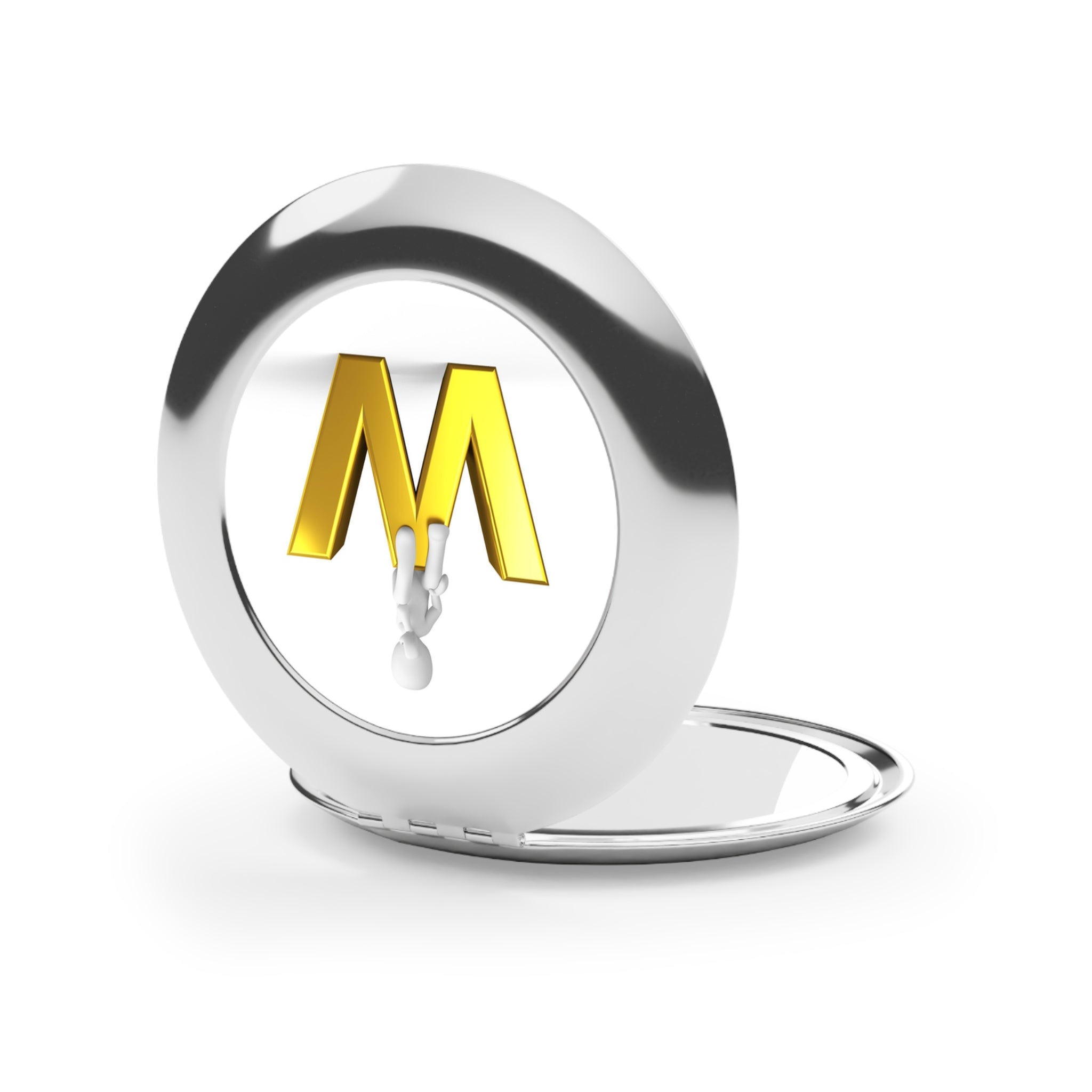 3D Gold W Letter Compact Travel Mirror | Initial Monogram Mirror