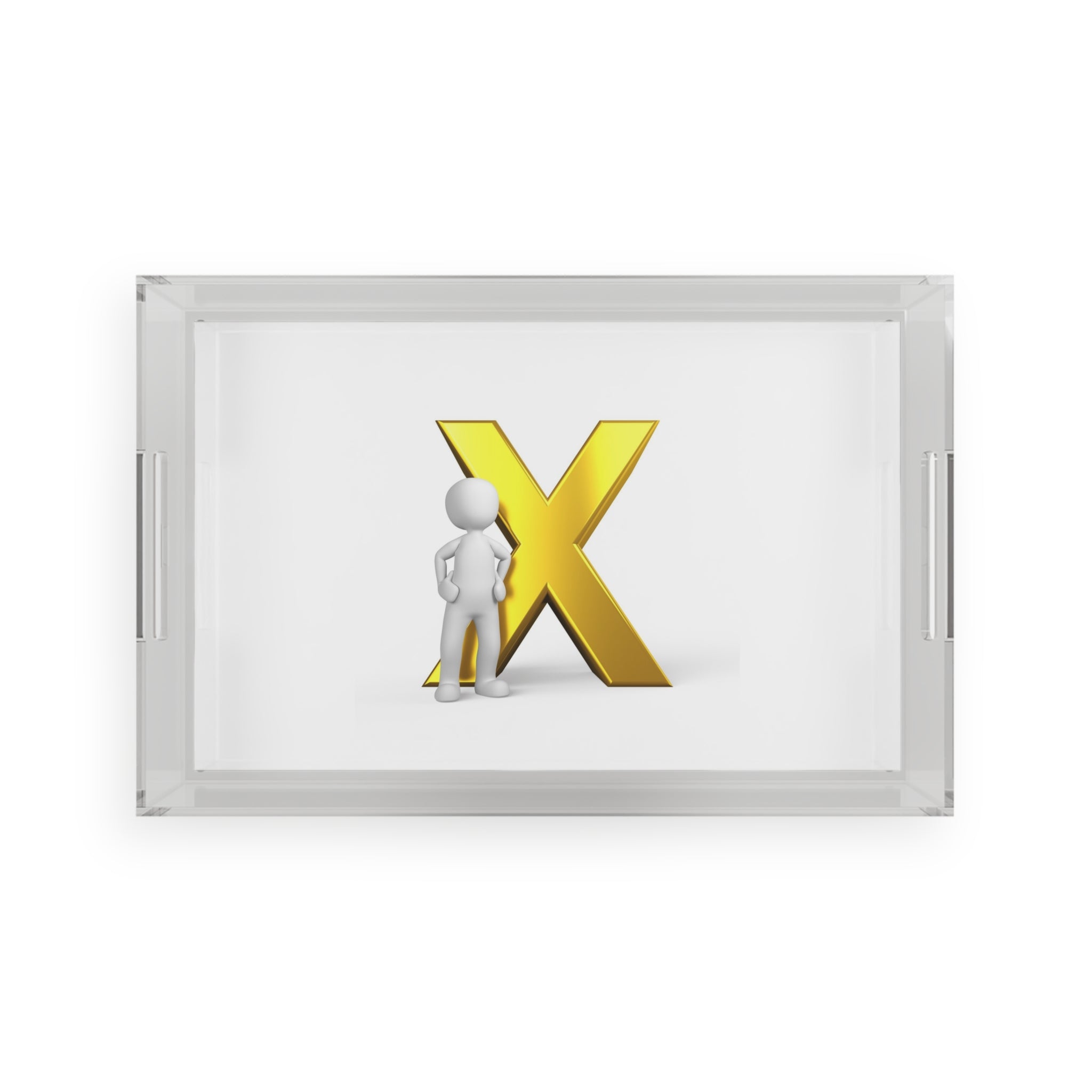 Gold Letter X Monogram Acrylic Serving Tray | Initial X Tray