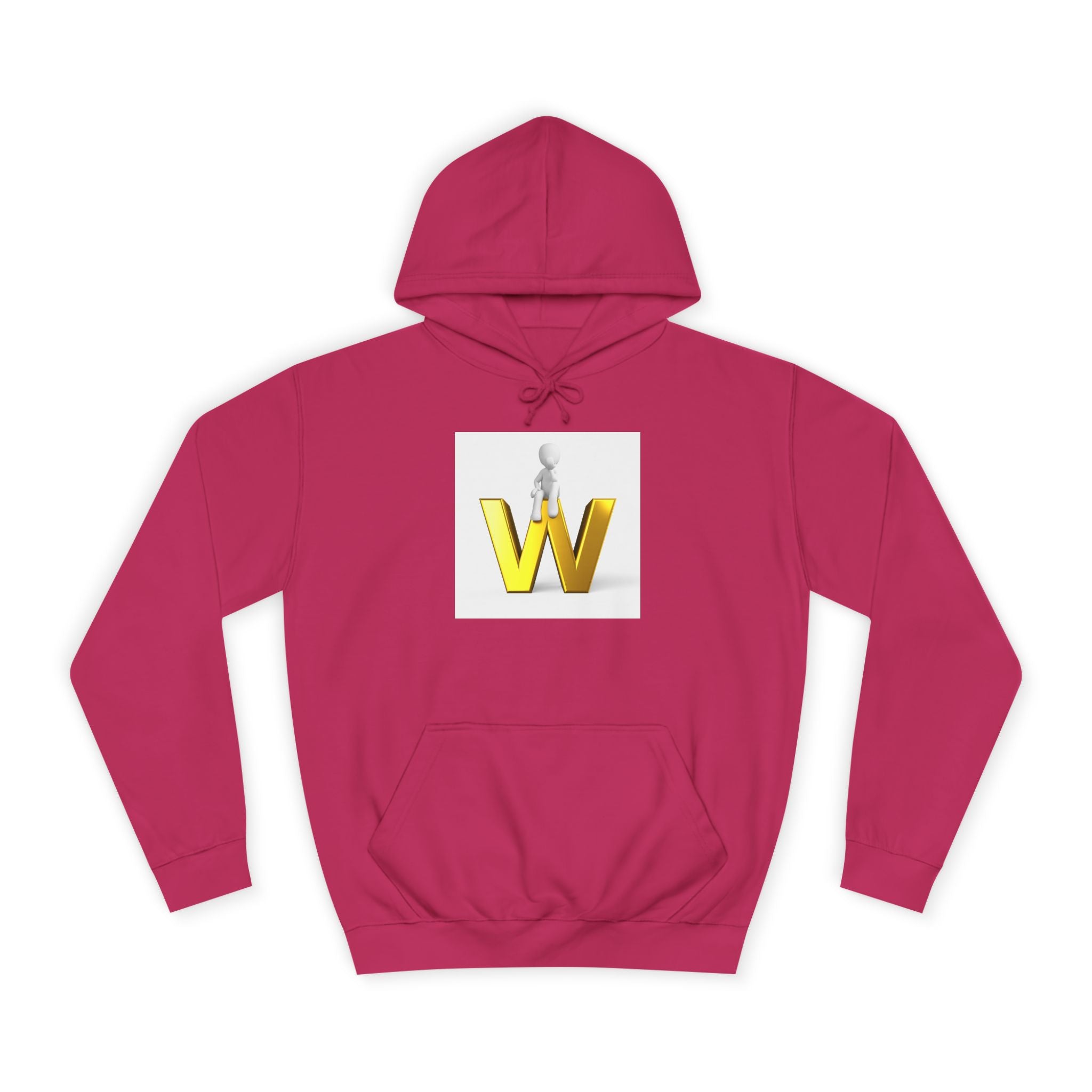 Sweat à capuche lettre W dorée 3D avec figurine assise | Sweat-shirt initiale W