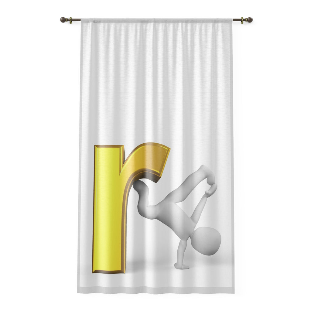 Gold Letter R with Breakdancer Window Curtain | Dance Alphabet Curtain