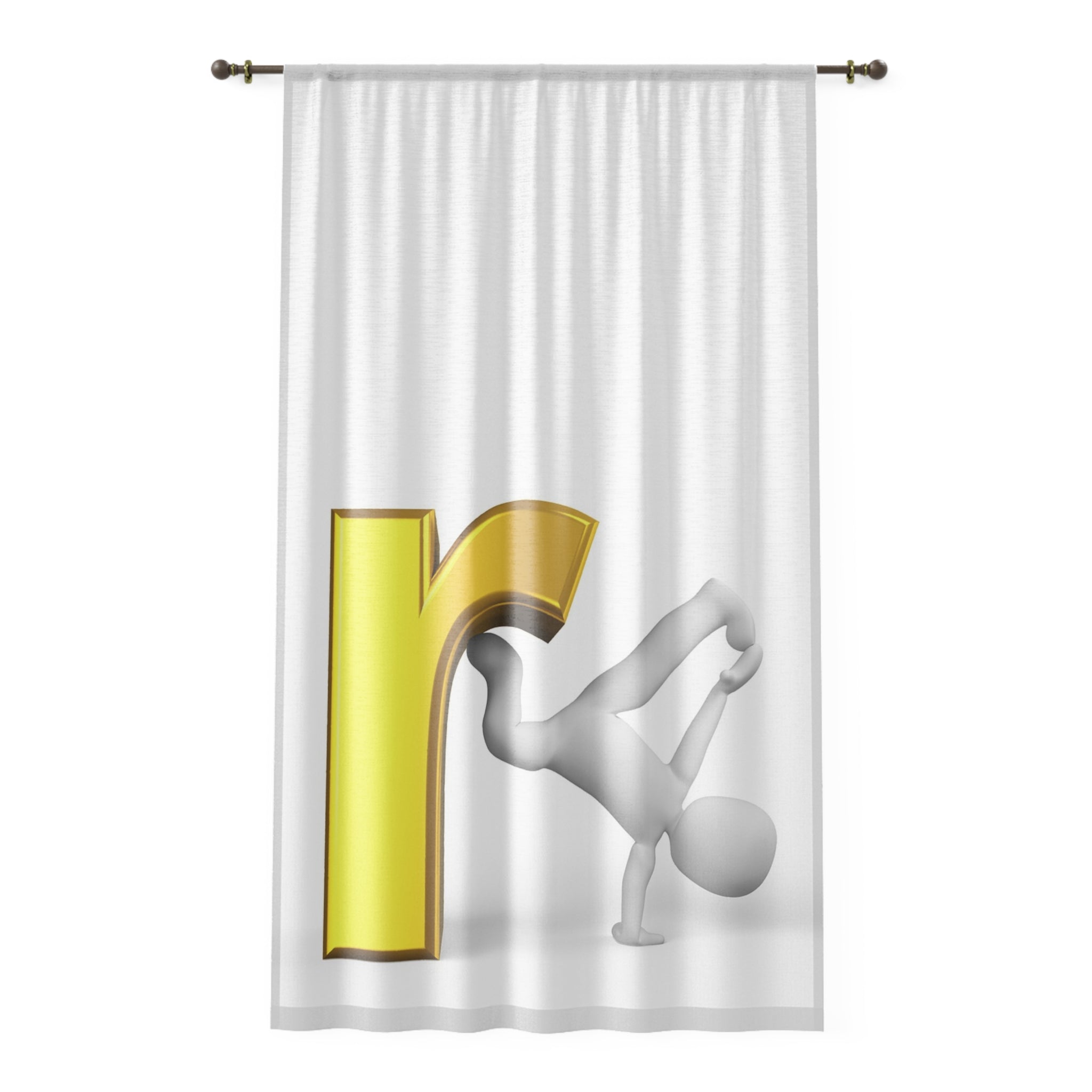 Gold Letter R with Breakdancer Window Curtain | Dance Alphabet Curtain