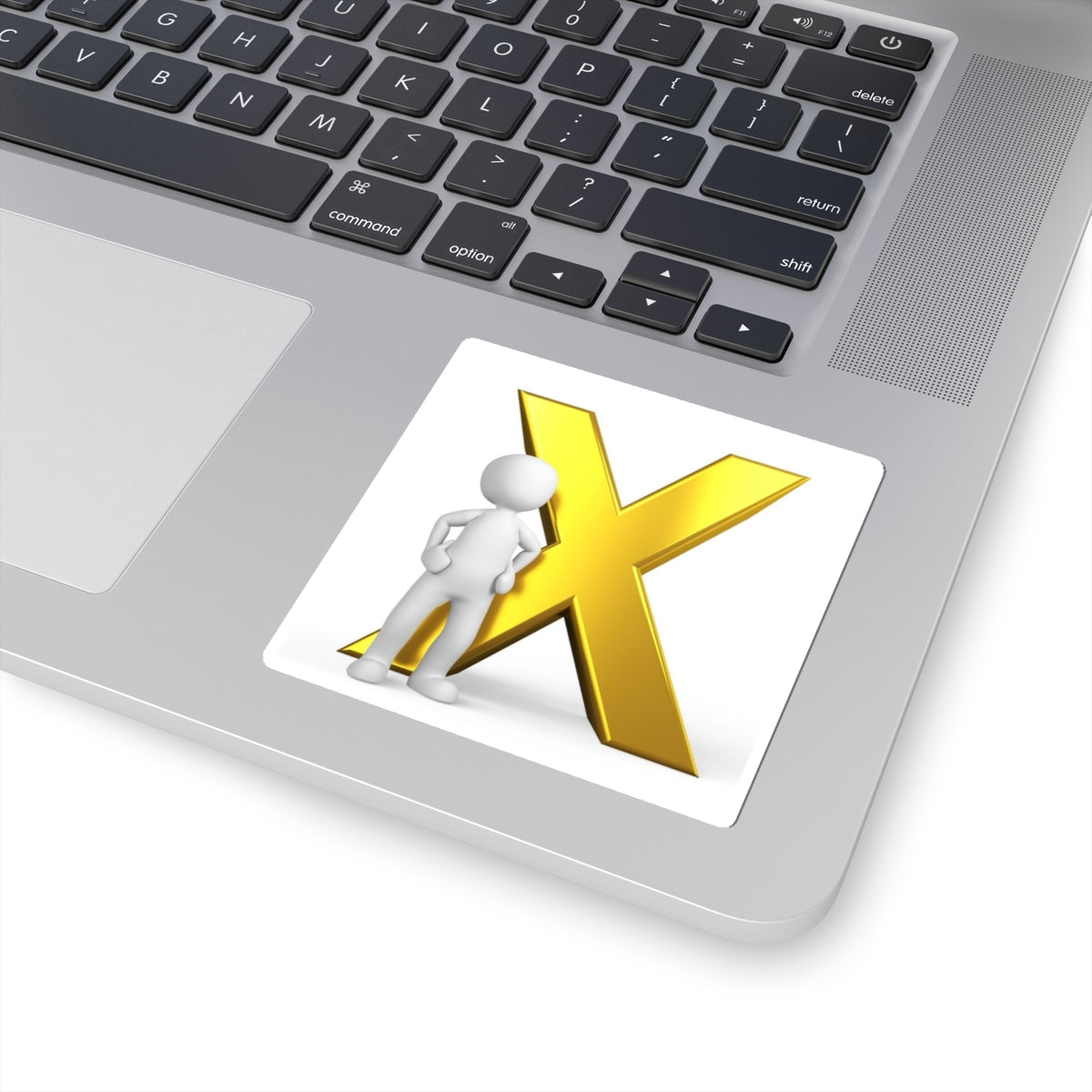 Gold X with 3D Stick Figure Sticker, Kiss-Cut Sticker