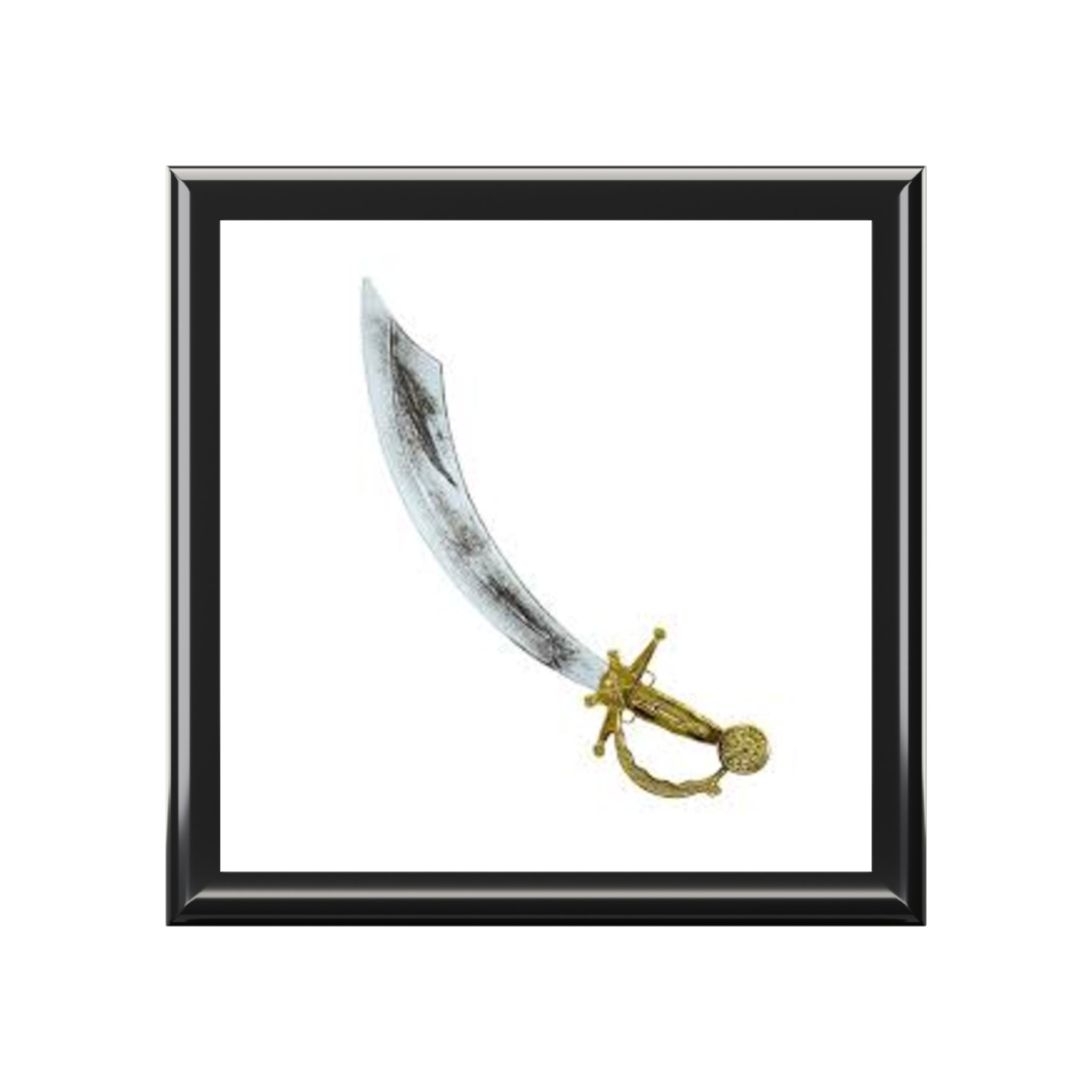 Antique Scimitar Illustration Jewelry Box | Sword Art Keepsake