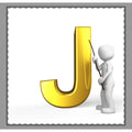 Gold Letter J Monogram Woven-Style Coverlet | Initial J Throw