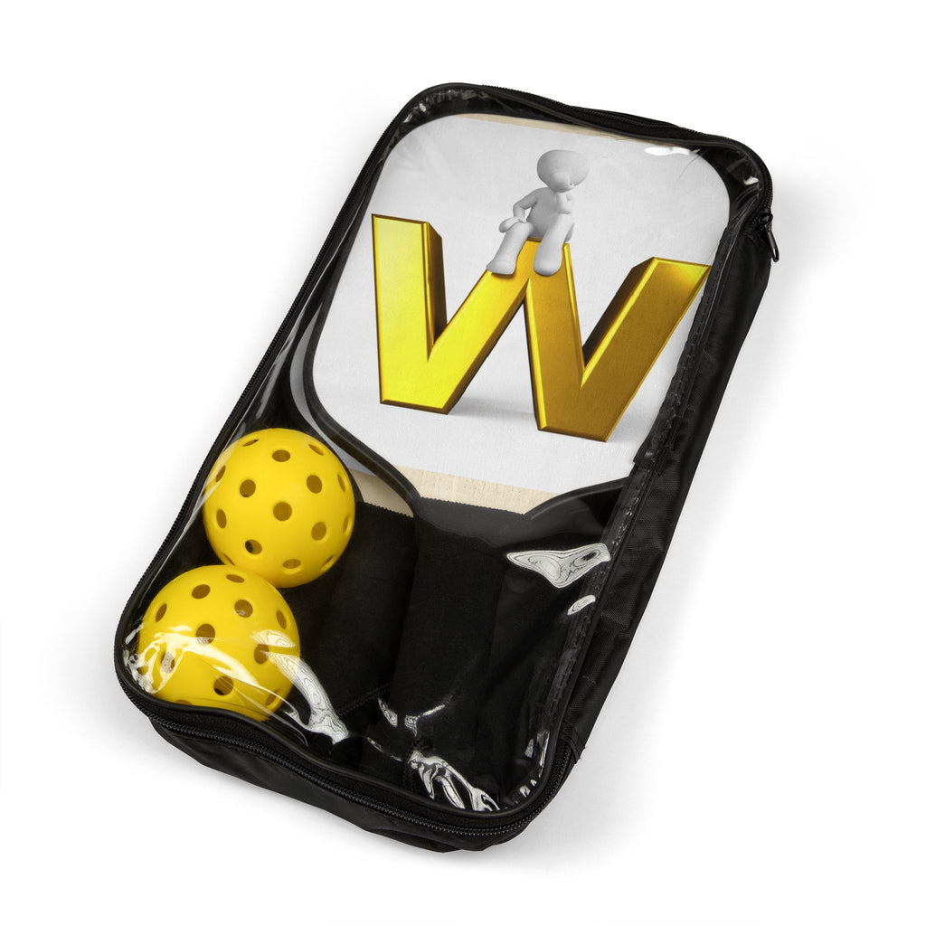 Gold W Letter Logo Pickleball Paddle