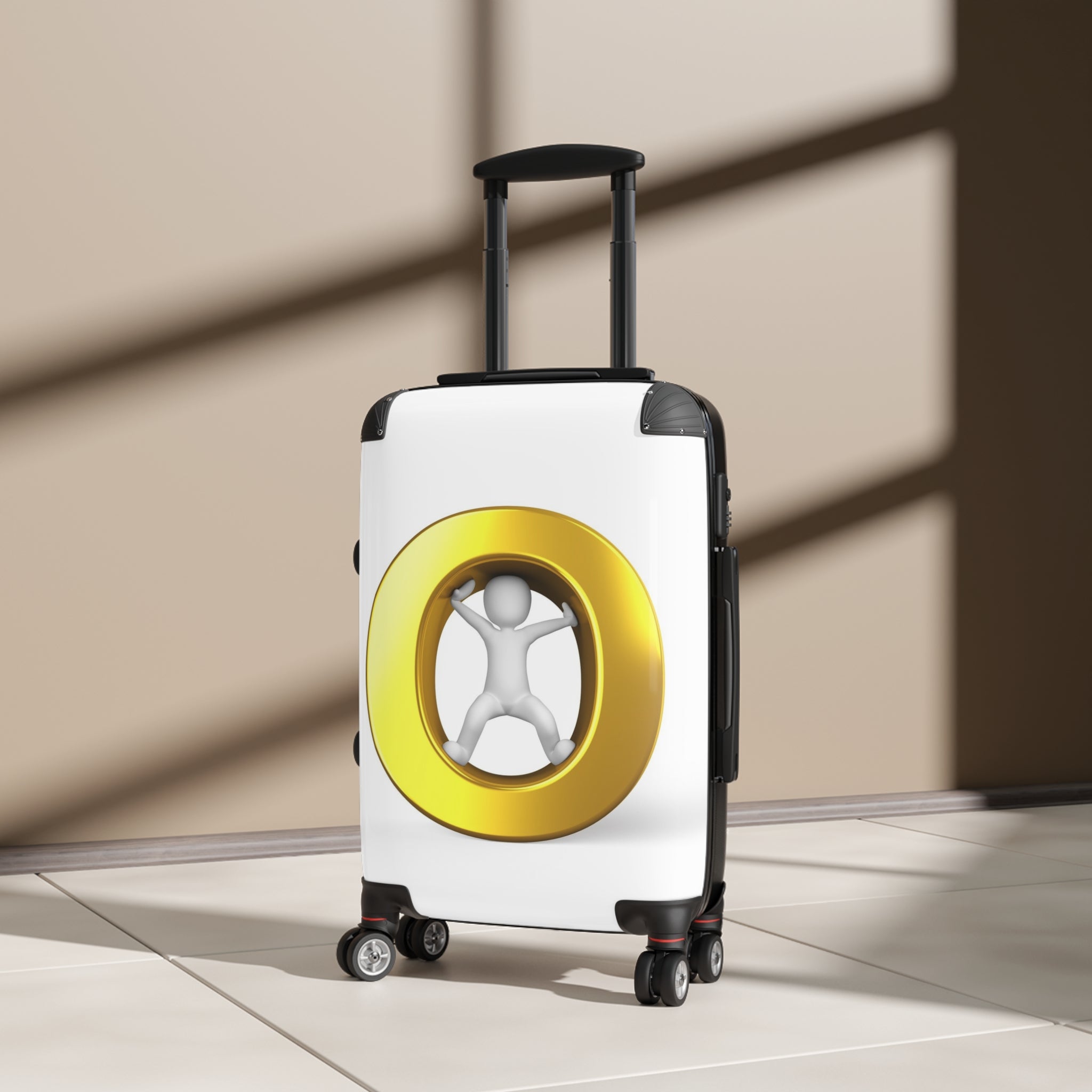 Gold Letter O Figure Suitcase | Luggage with 3D Initial