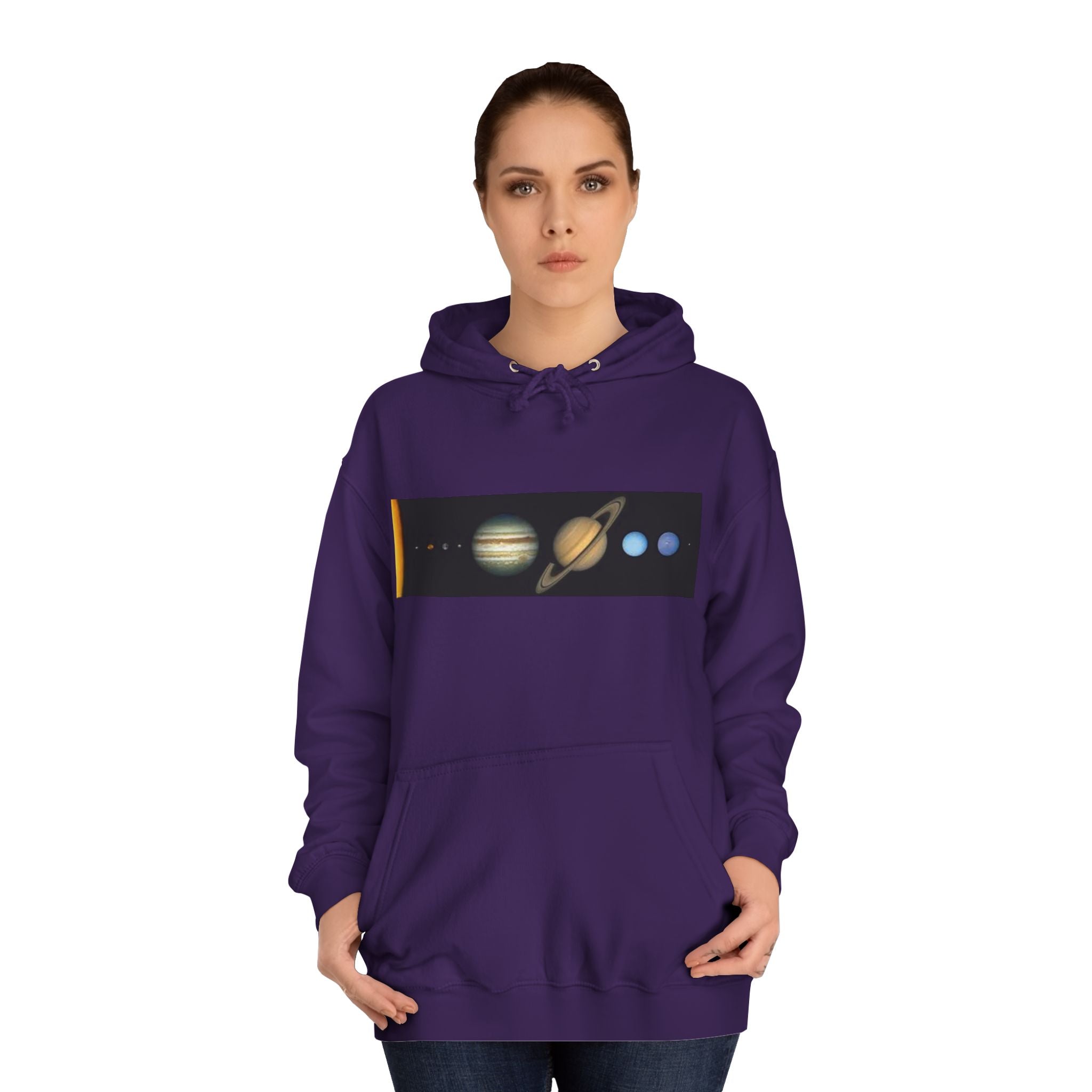 Solar System Planets Hoodie | Saturn Jupiter Earth Mars Nebula Design