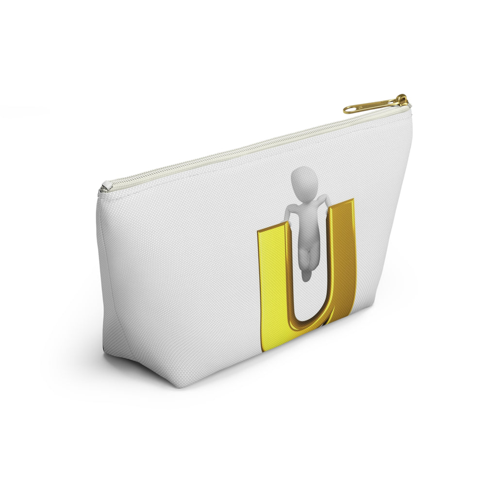 3D Stick Figure Climbing Gold Letter U Accessory Pouch