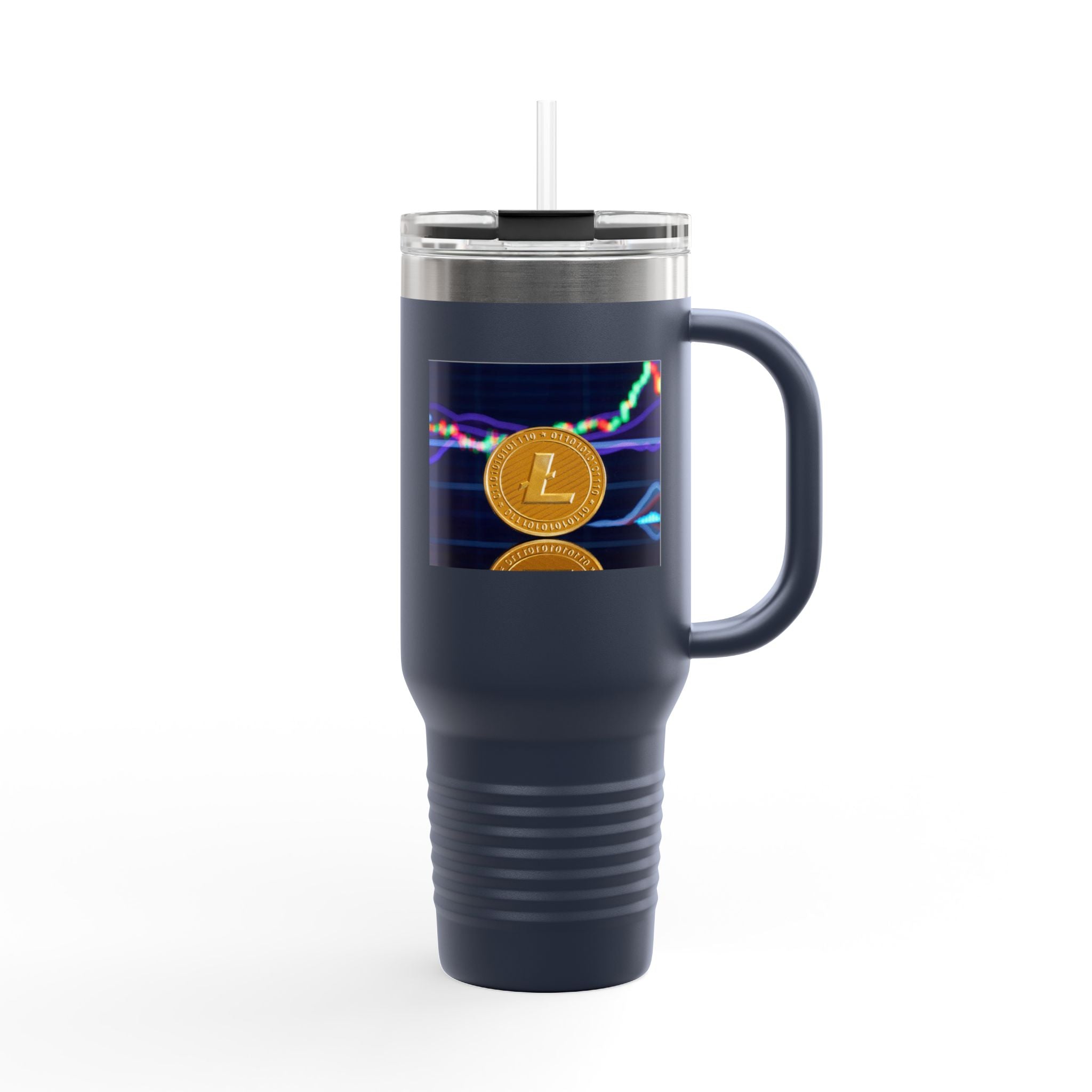 Litecoin Crypto Coin with Price Chart Tumbler | 40oz Insulated Travel Mug