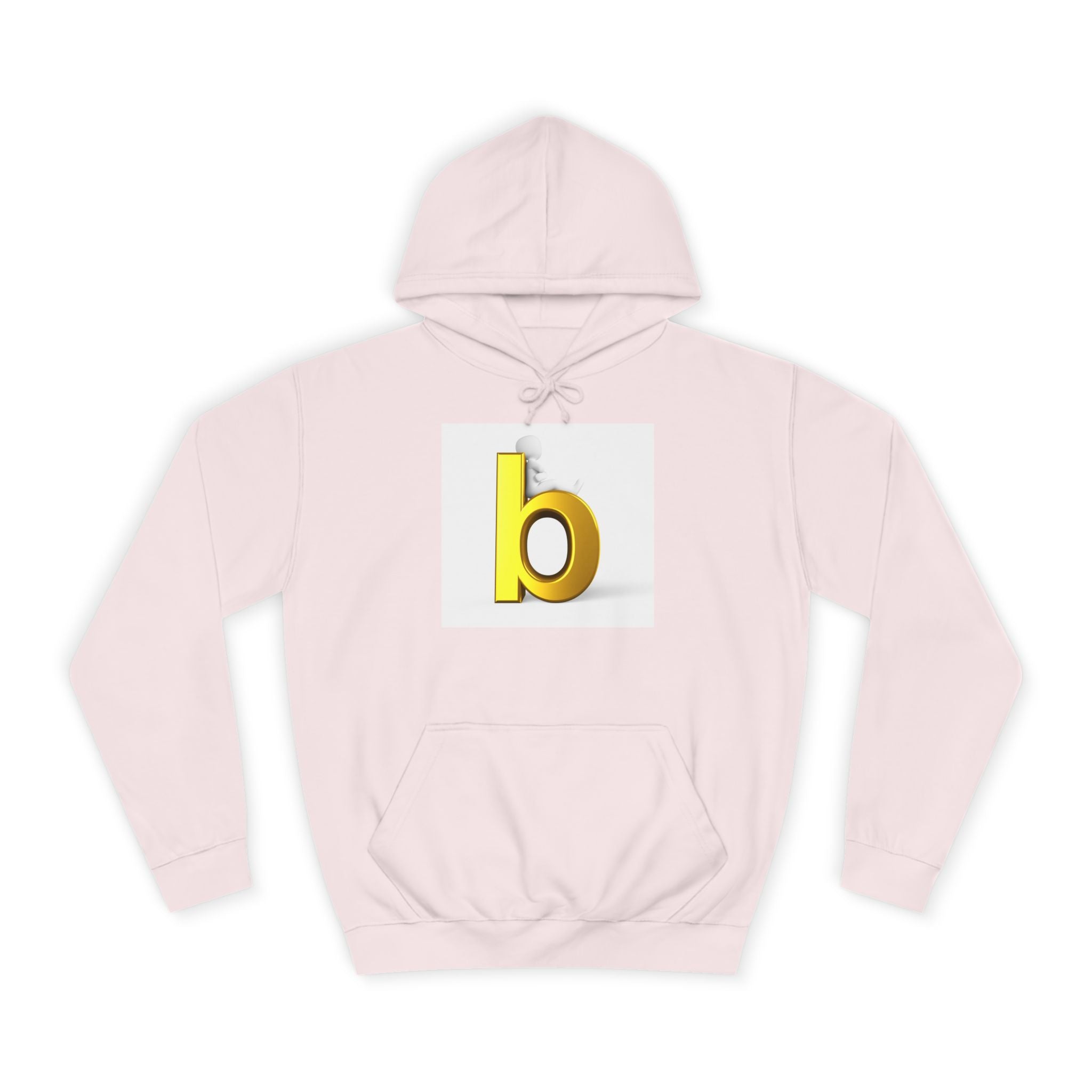 Yellow 3D Letter b Hoodie | Minimal Monogram Initial Sweatshirt