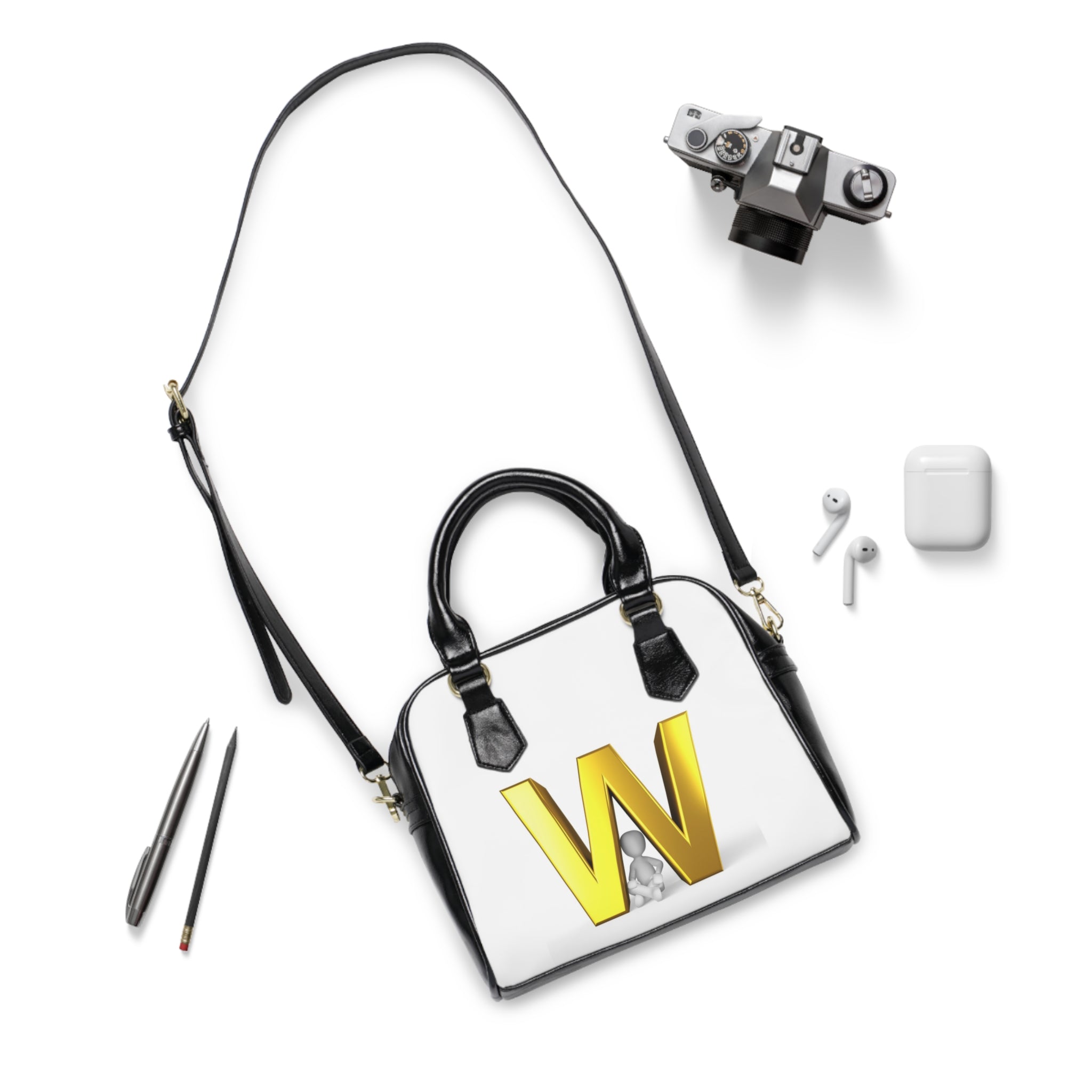 Gold Letter W Shoulder Handbag | Monogram Initial Purse