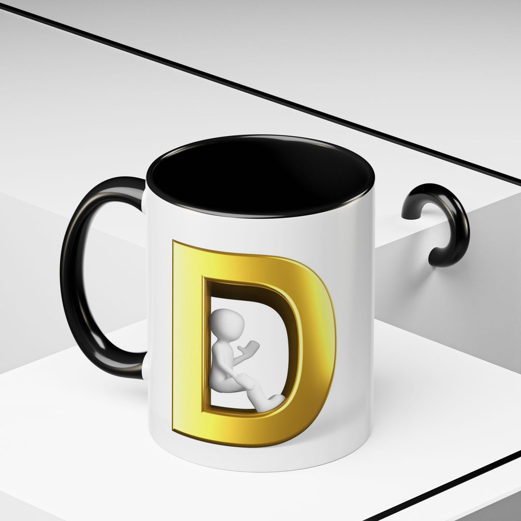 Goldbuchstabe D Monogramm-Tasse | Akzent-Kaffeetasse