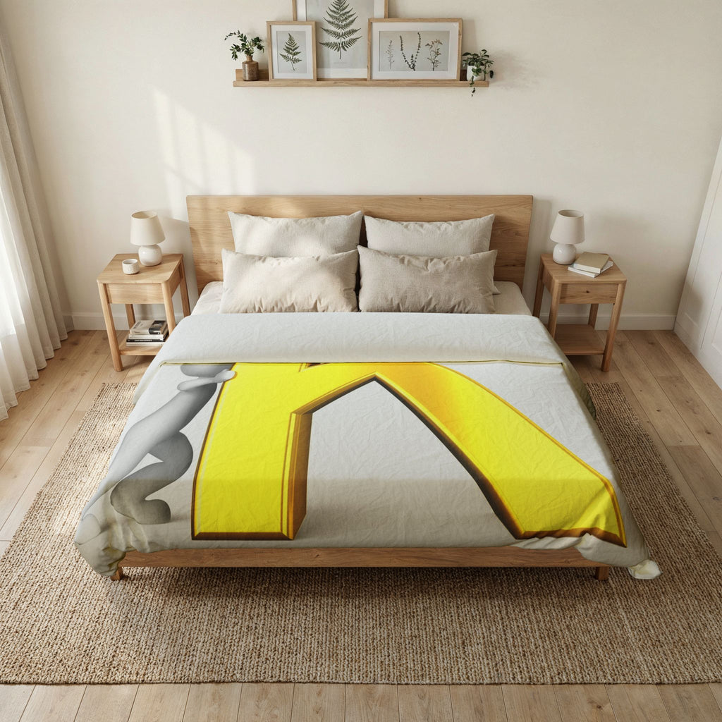 Gold 3D Letter K duvet cover | Alphabet initial bedding