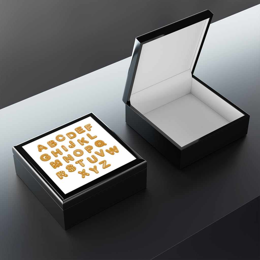 Gingerbread Alphabet Jewelry Box | Decorative Keepsake Storage