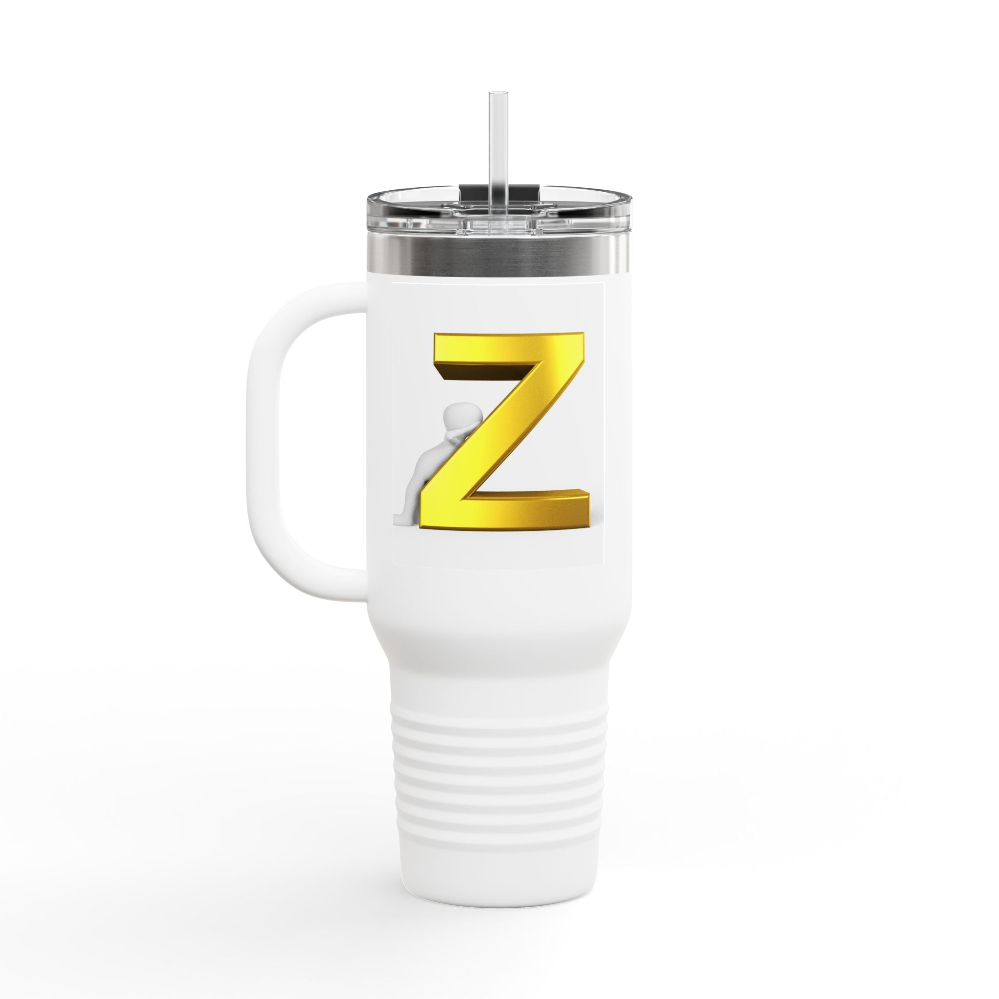 Gold 3D Letter Z Travel Mug | 40oz Insulated Tumbler