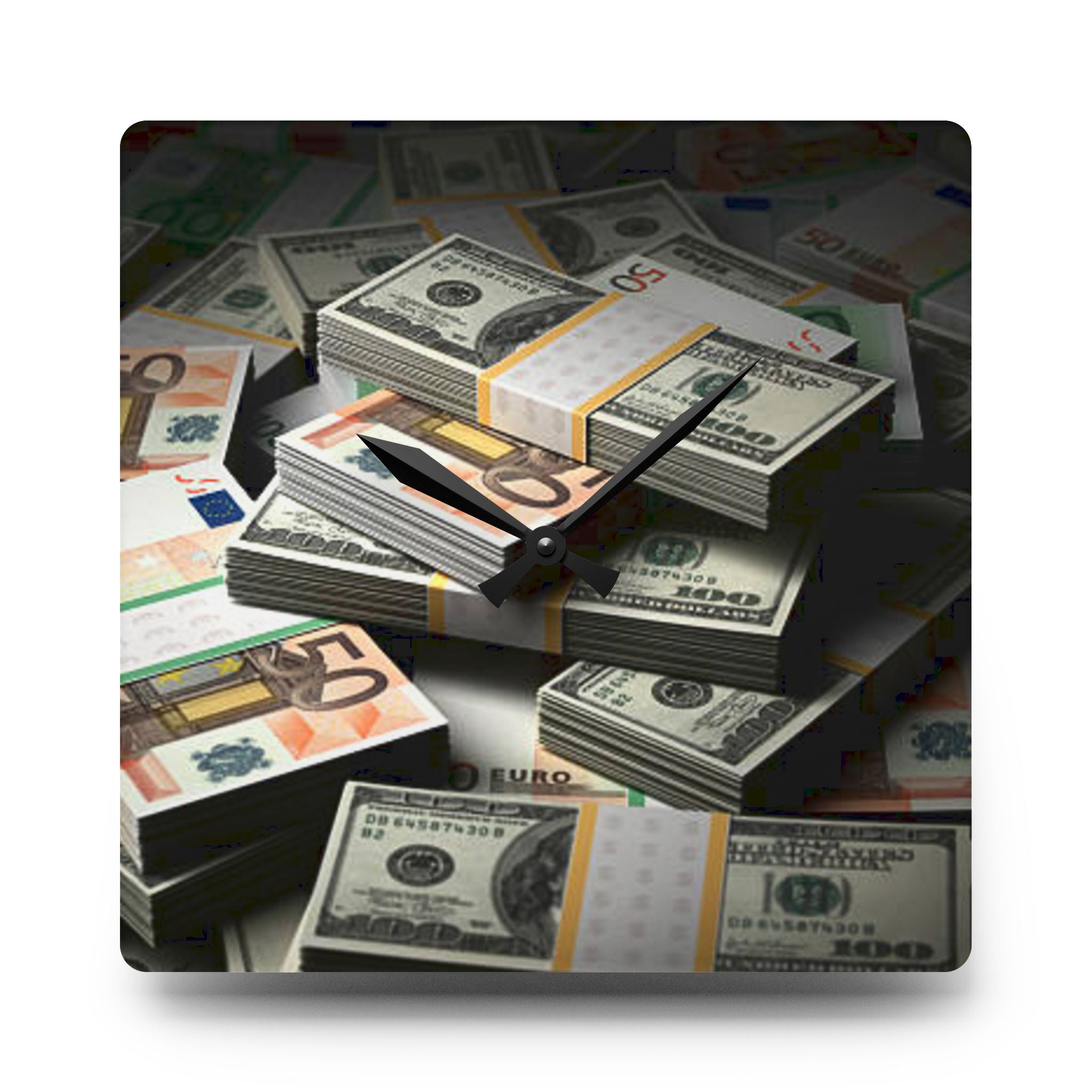 Stacks of Cash Acrylic Wall Clock | Money Stack Clock, Finance Decor