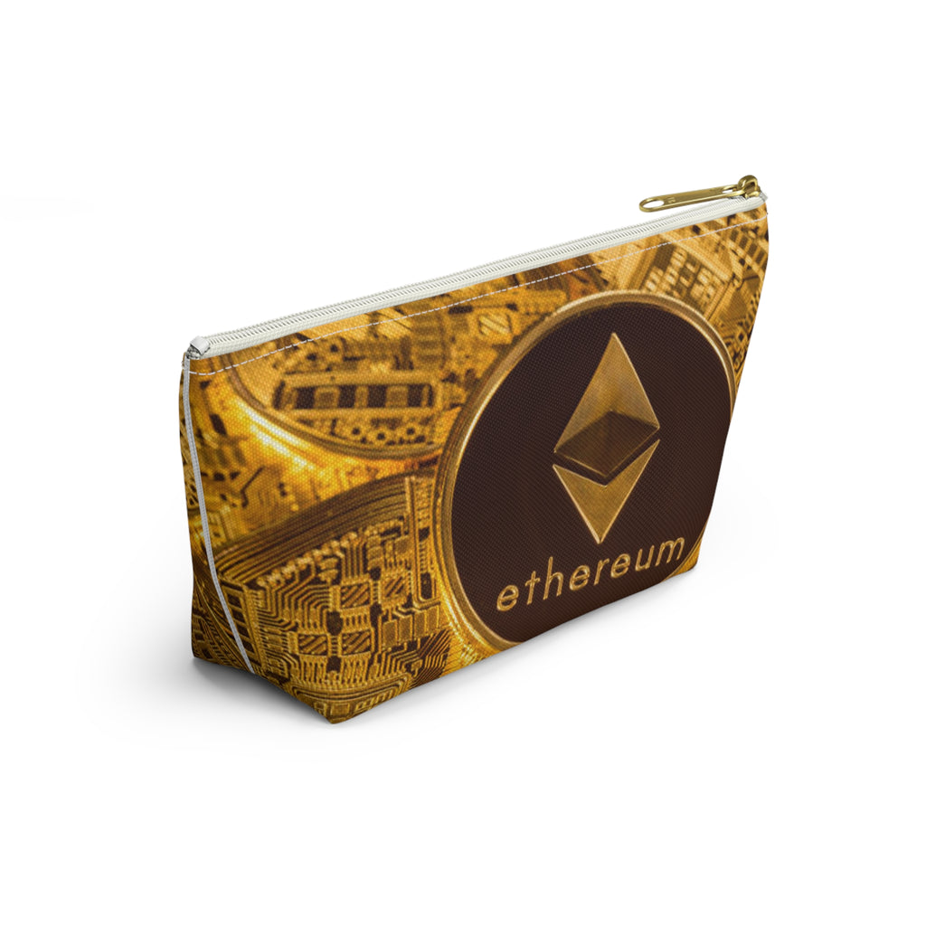 Ethereum Coin Accessory Pouch | Crypto Makeup Bag, T-Bottom Zipper Pouch