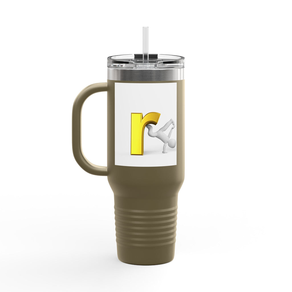 Yellow Letter R Character Travel Mug | 40oz Insulated Tumbler