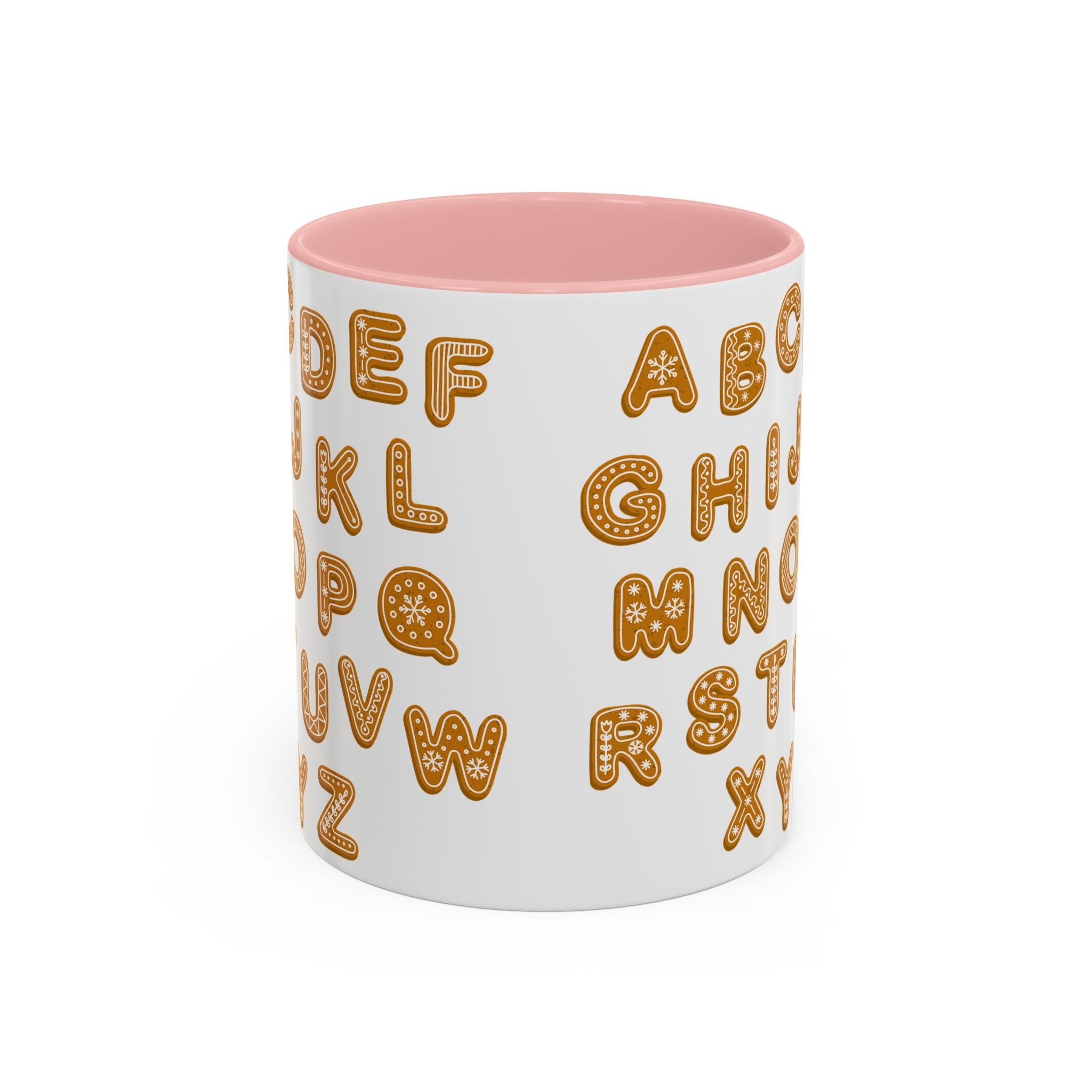 Mug à café motif alphabet pain d'épices | Motif lettres biscuits