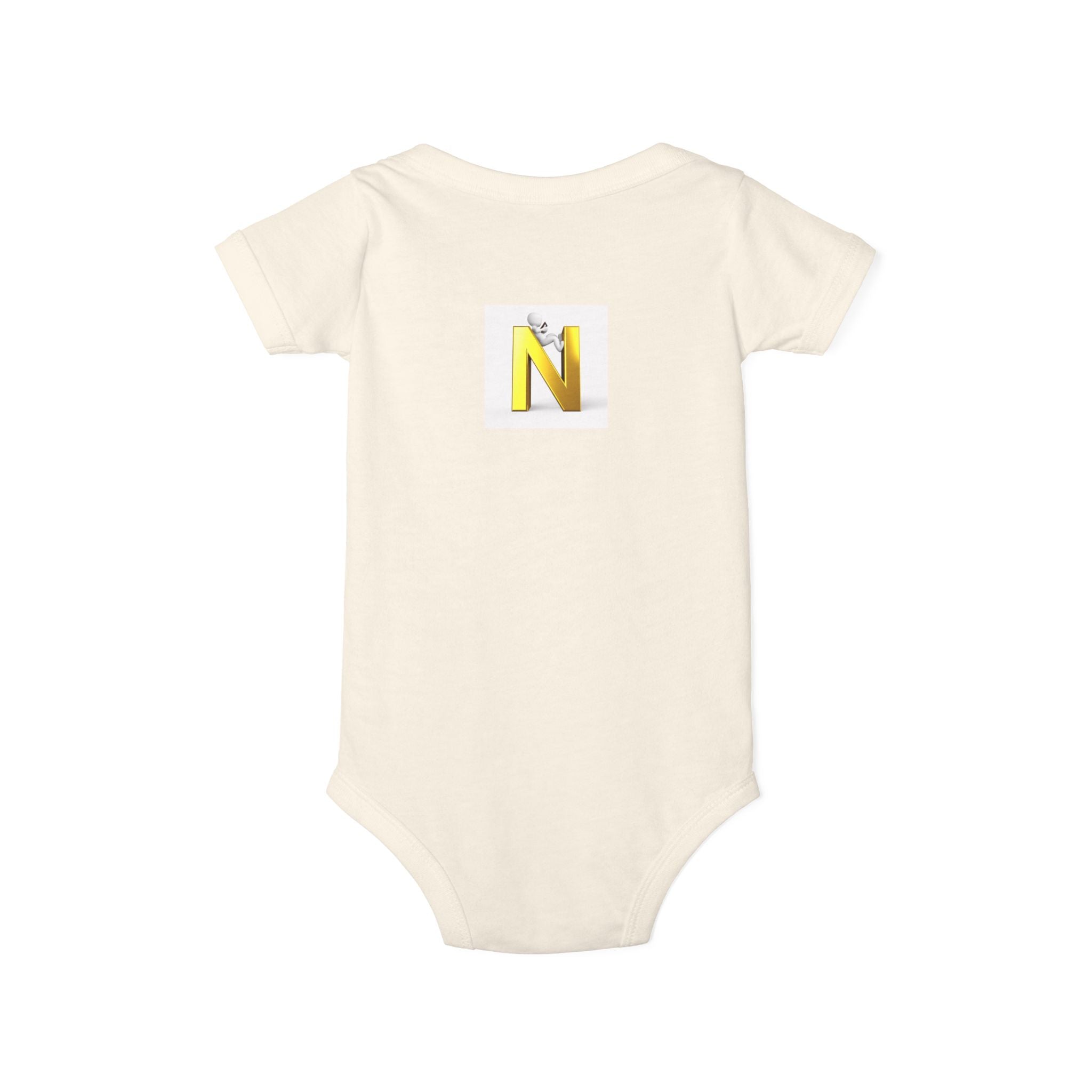 Yellow Letter N Monogram Infant Onesie | Baby Initial Jersey
