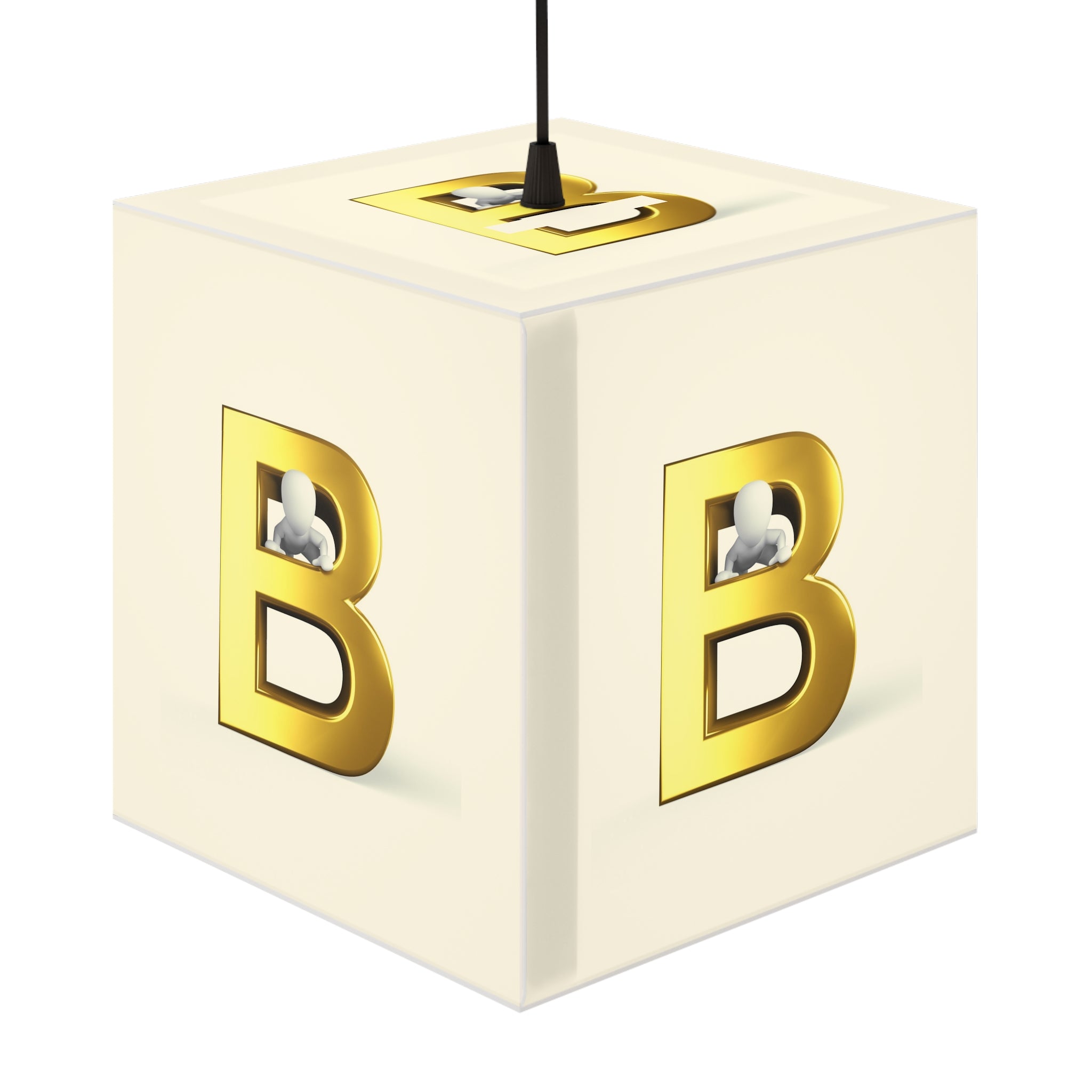 Gold Letter B Light Cube Lamp | Alphabet Nursery Night Light
