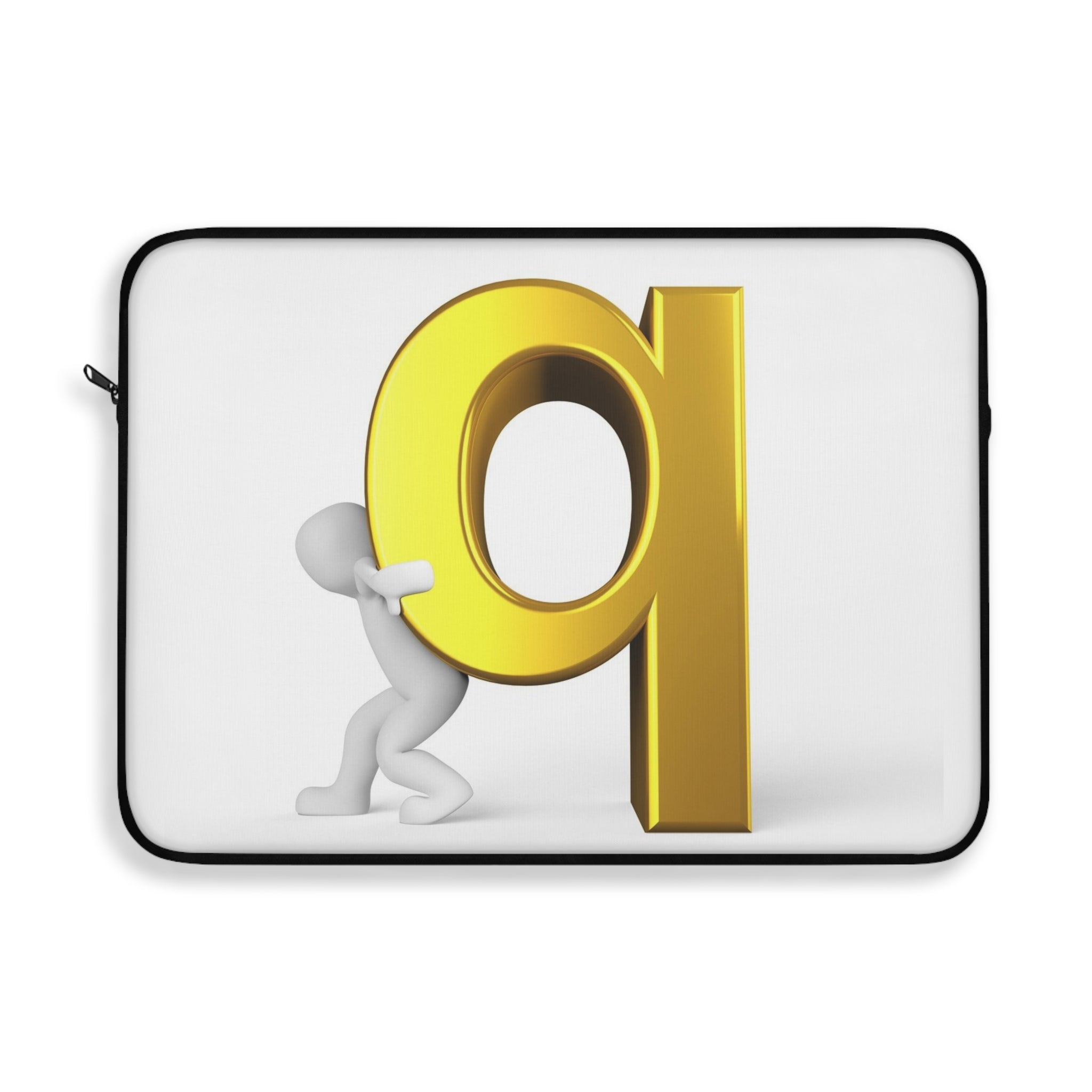 Housse d'ordinateur portable avec lettre Q dorée en 3D | Étui initial de l'alphabet